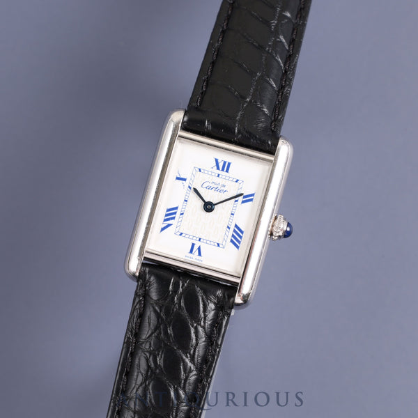 Cartier Must Tank MM QZ W1014054 / 2416 SV925 Leather Genuine D Buckle (SS) White Roman Dial Cartier Boutique Complete Service (Full Maintenance) Completed