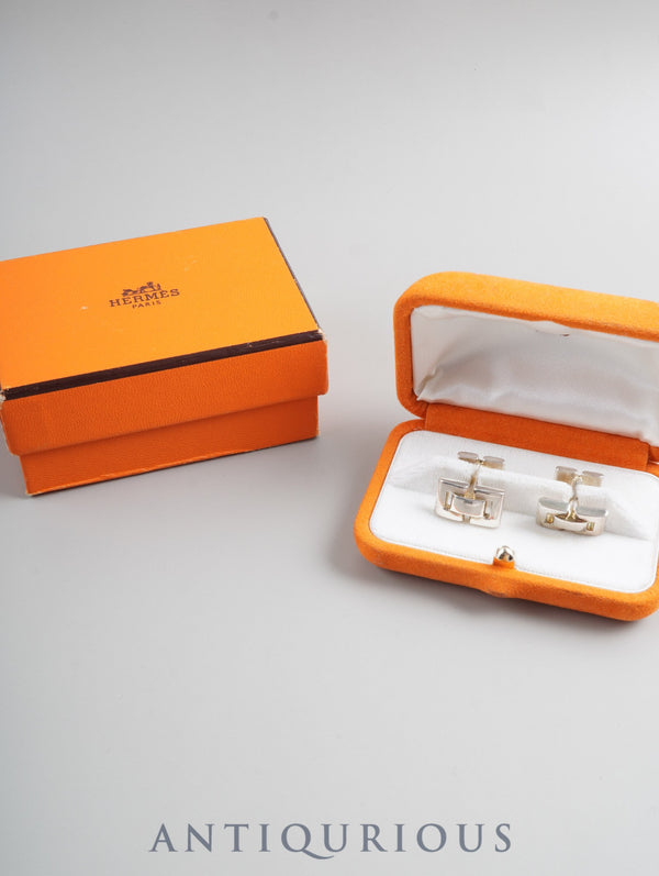 Hermès Cufflinks Parallel H Motif Sterling Silver (SV925) Box Case