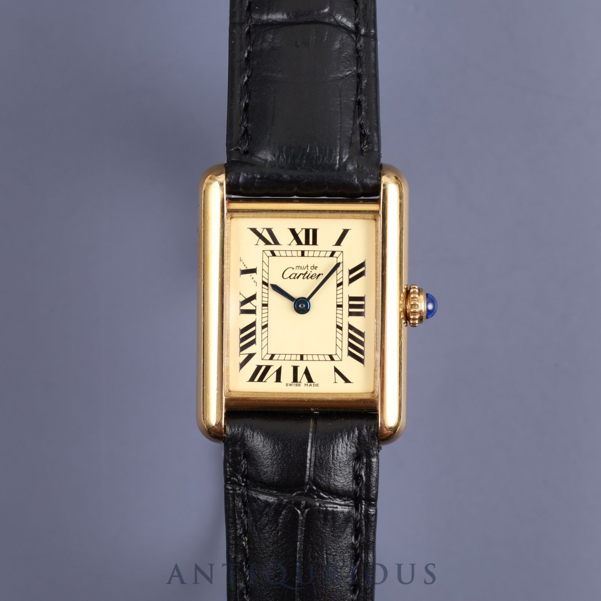 Cartier Must Tank MM W1017354 / 2415 Quartz Cal.057 SV925 Leather Genuine Buckle (GP) Ivory Roman Dial 1990-2004 Overhauled