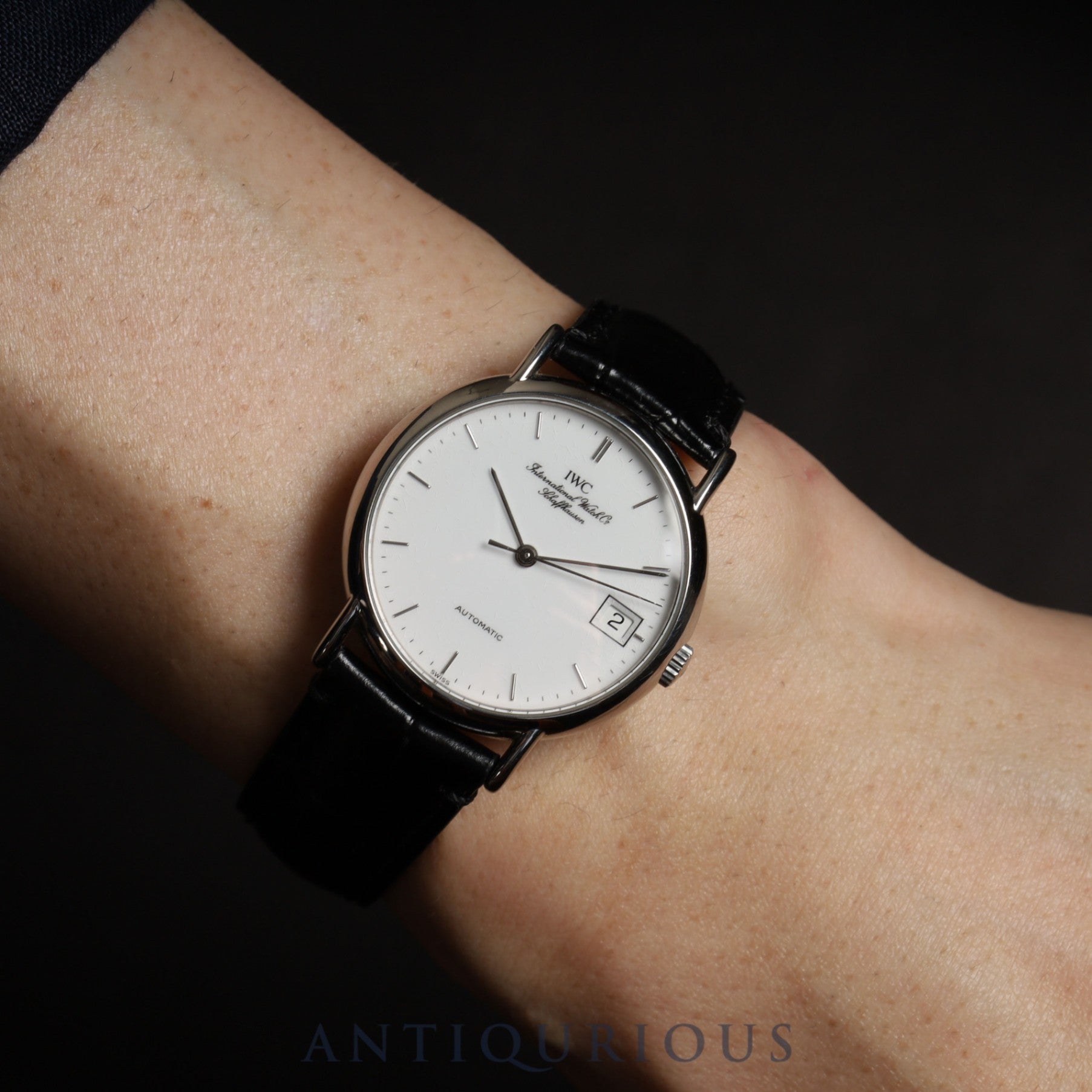 IWC Portofino IW351320 Automatic Caliber 37521 Stainless Steel Leather Strap with Genuine Stainless Steel Buckle, White Dial, Warranty Card, Overhauled
