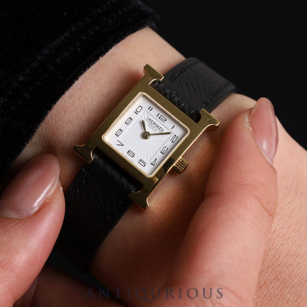 エルメス Hウォッチ HH1.101 クォーツ SS 純正革ベルト 純正尾錠(SS)ホワイト文字盤 箱 保証書(2022年)オーバーホール済み