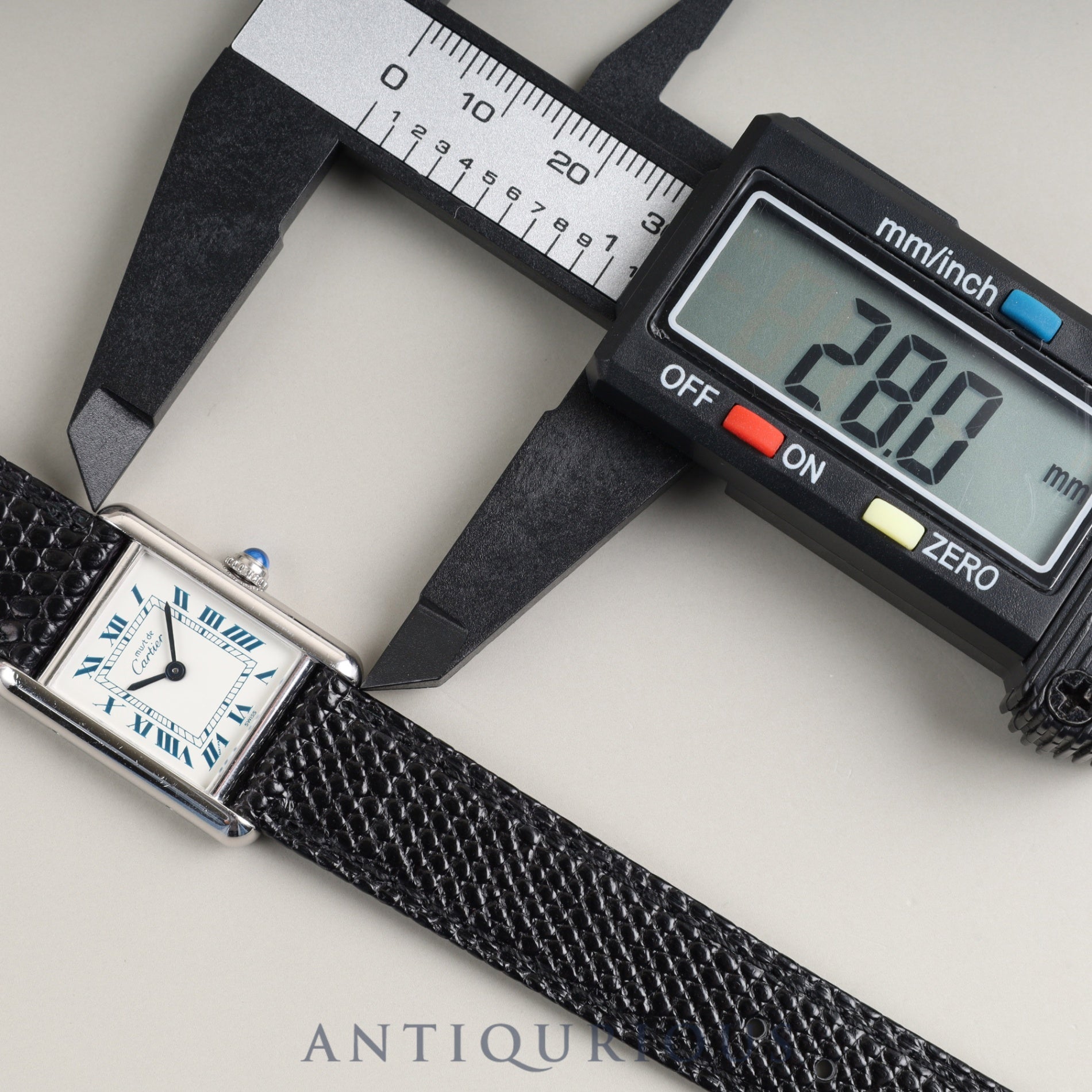 Cartier Must Tank SM 6057002 Quartz Caliber 057 SV925 Leather Strap with Genuine Stainless Steel Buckle, White Roman Dial (SWISS Marking), Overhauled and Finished to Look Like New