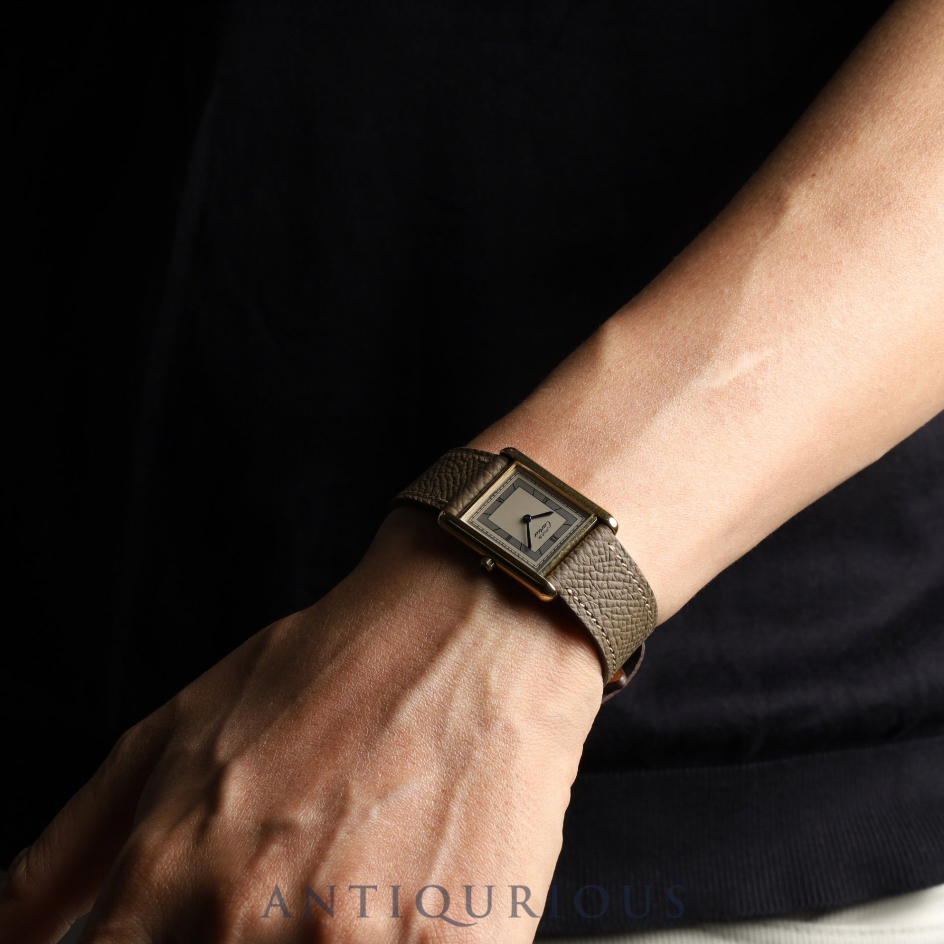 Cartier Must Tank LM 6 81006 Quartz Cal.81 SV925 Leather Genuine Buckle (GP) Silver Flying Roman Dial Overhauled