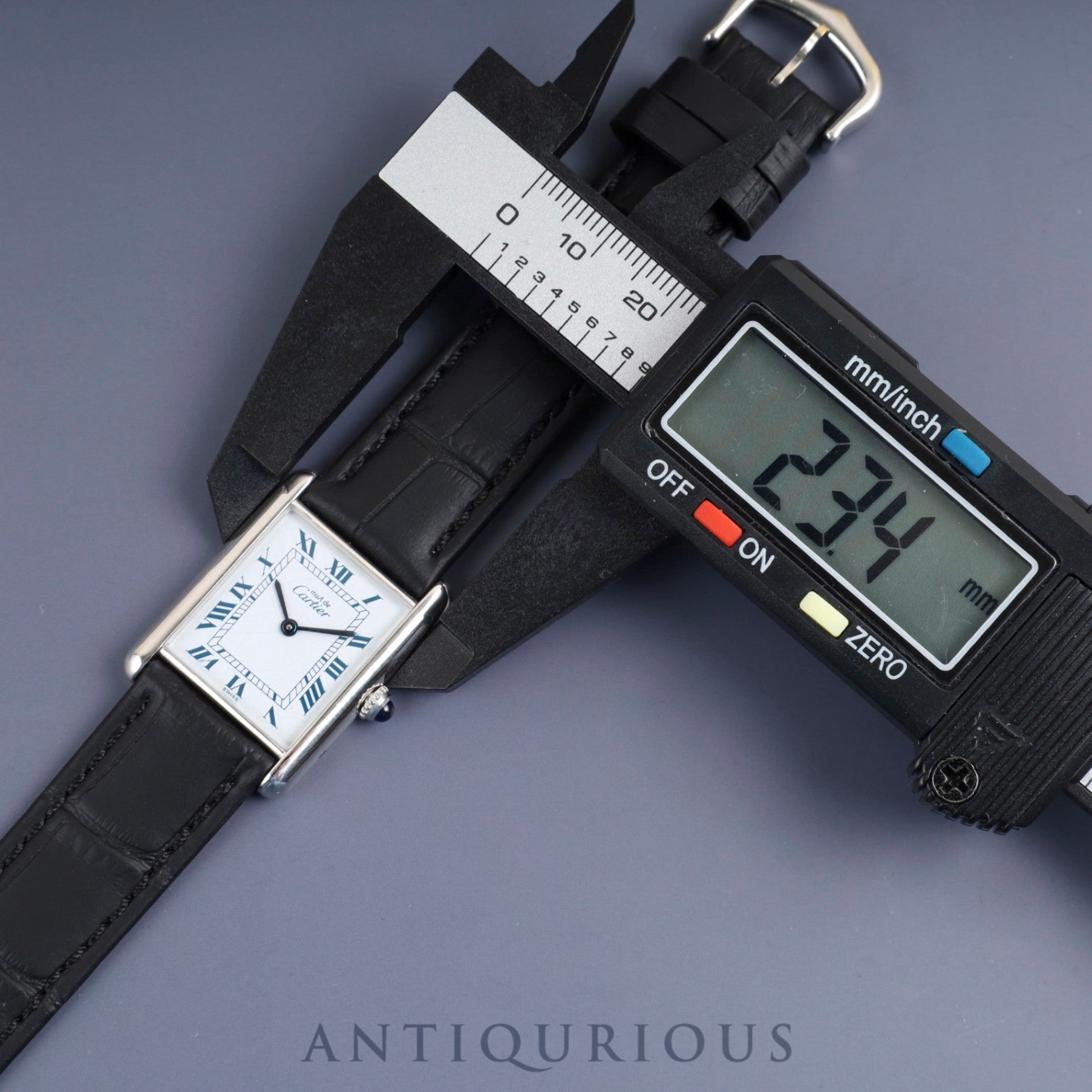 Cartier Must Tank LM 681006 Quartz Caliber 81 SV925 Leather Strap with Genuine Stainless Steel Buckle, White Roman Dial, Circa 1982-1995, Overhauled and Finished to Like New