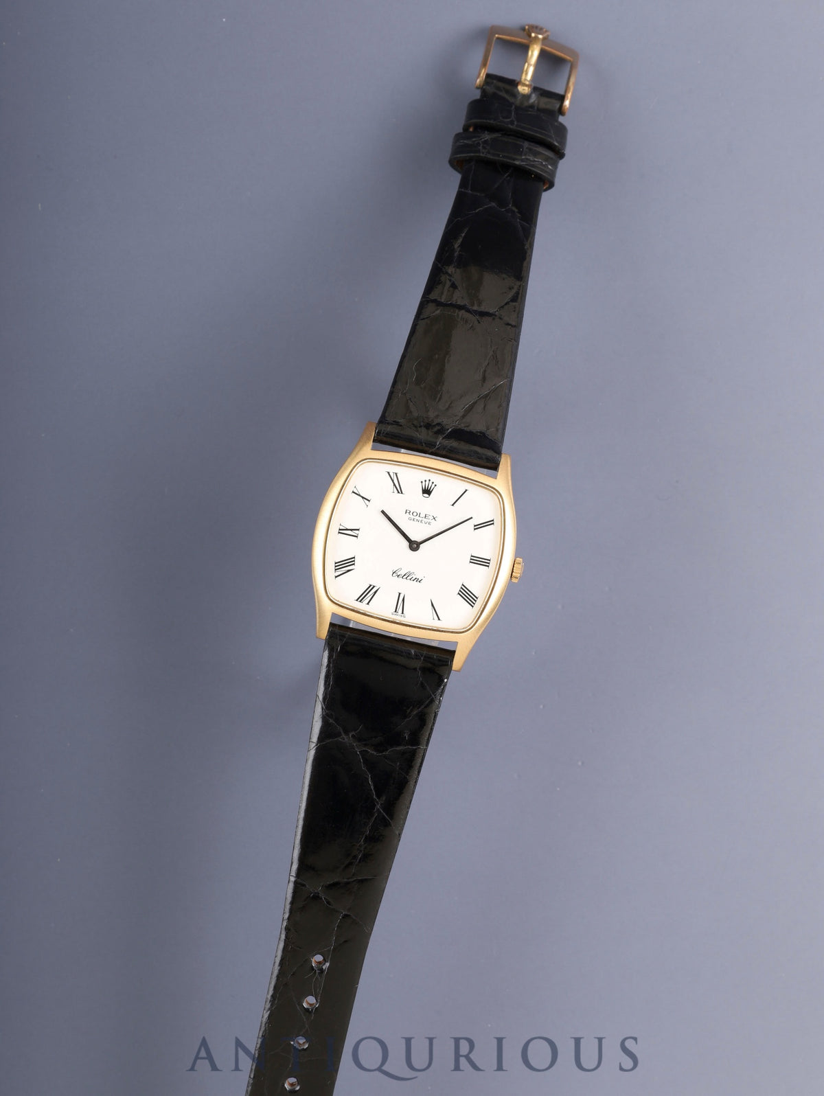 Rolex Cellini 3805 Hand-wound Cal. 1600 Leather 750YG Genuine Pin Buckle (GP) White Roman Dial No. 33 (1971) Box, Booklet, Mitsukoshi Repair Statements (2005 / 2022 / Includes personal name) With genuine leather strap, overhauled.