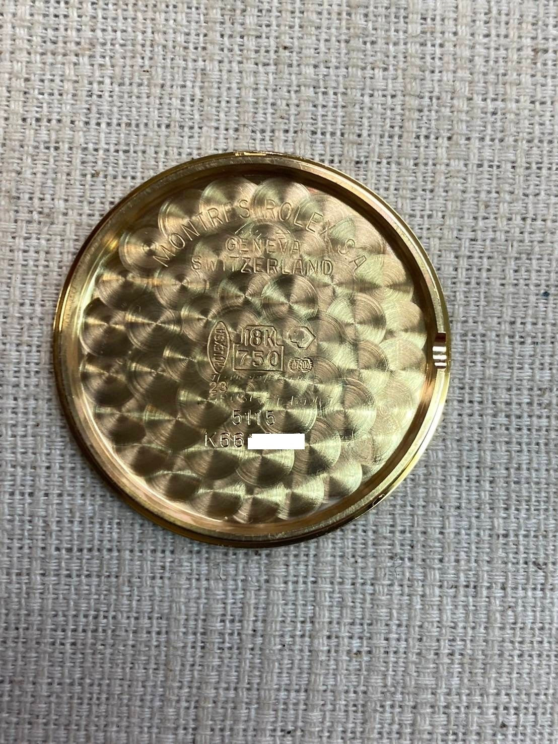 Rolex Cellini 5115/8 Manual Winding Cal.1602 Black Dial 31.8mm YG Leather K Serial (2001) Box Warranty