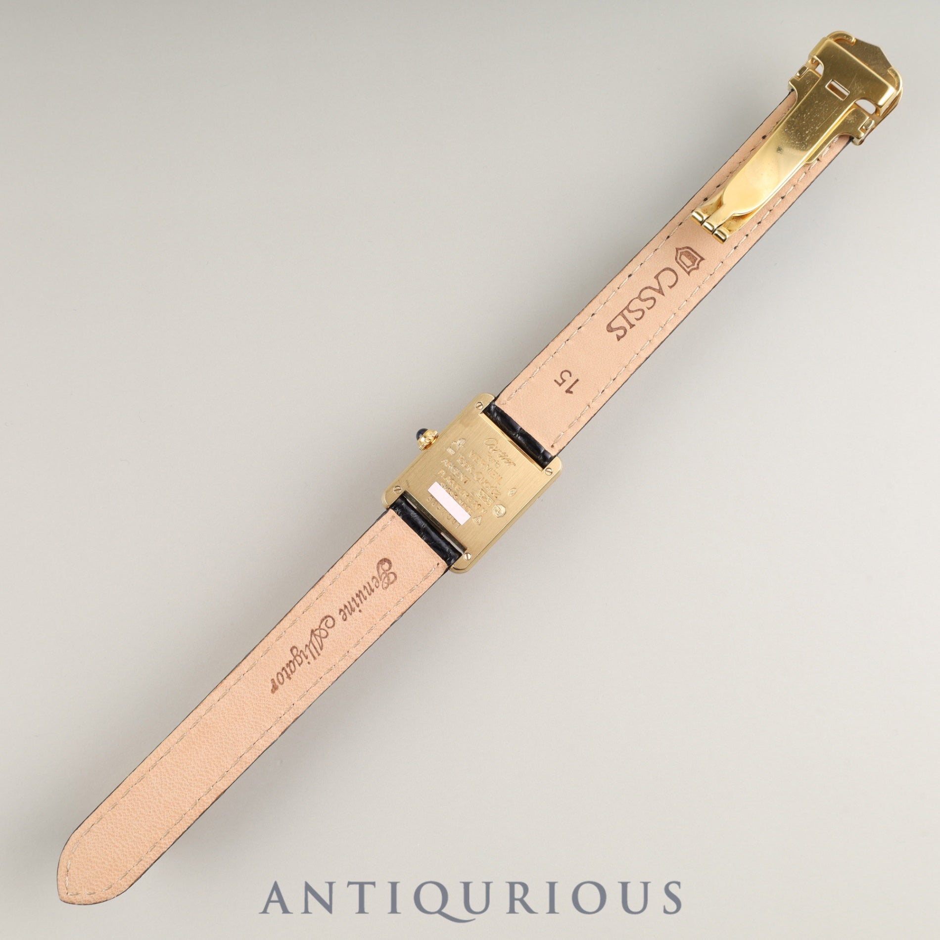 Cartier Must Tank SM 5057001 Quartz SV925 Leather Genuine D-buckle (GP) Opalan dial Overhauled