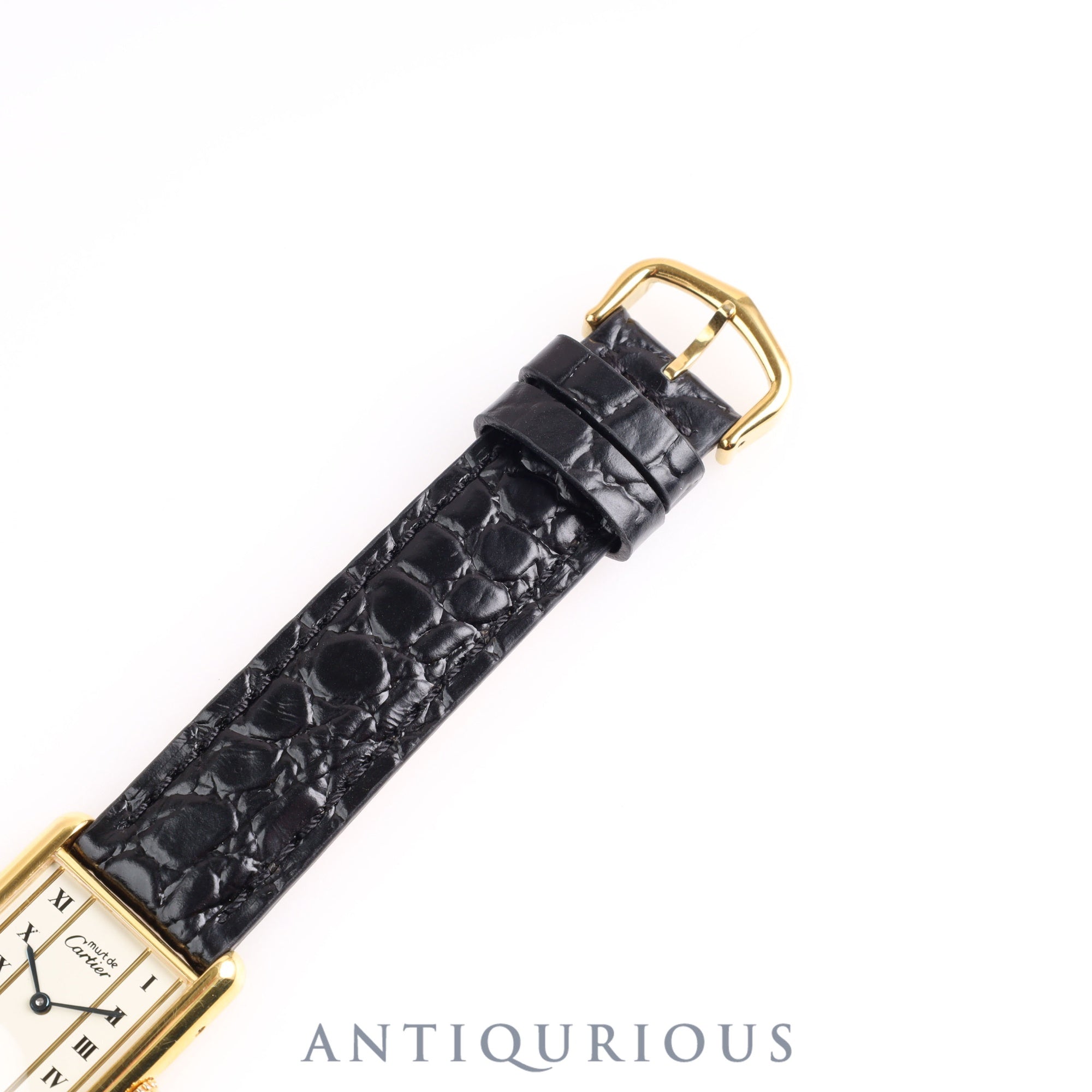 Cartier Must Tank LM QZ 590005 Vertical Roman Dial SV925 Leather