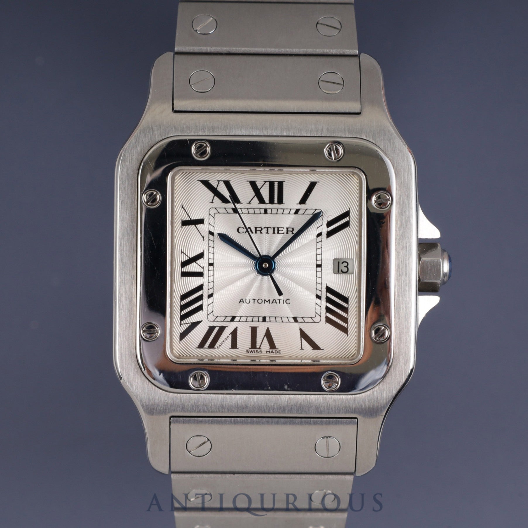 Cartier Santos Galbee LM 2319 Automatic Caliber - Stainless Steel Silver Guilloche Dial 29 x 40mm Box Booklet Overhauled