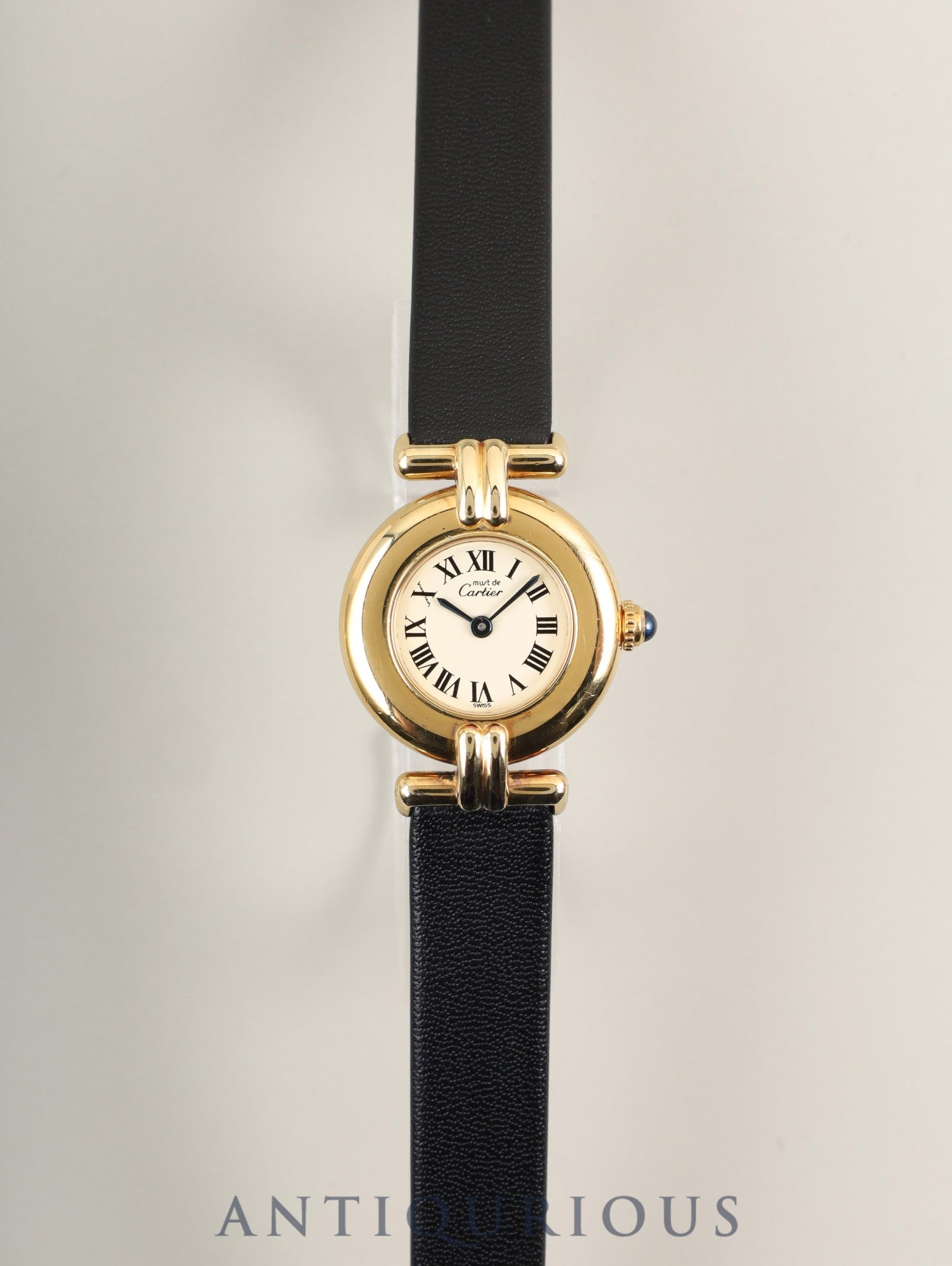 カルティエ マストコリゼ 590002 クォーツ Cal.90 SV925 革 純正尾錠(GP) アイボリーローマン文字盤 オーバーホール済み