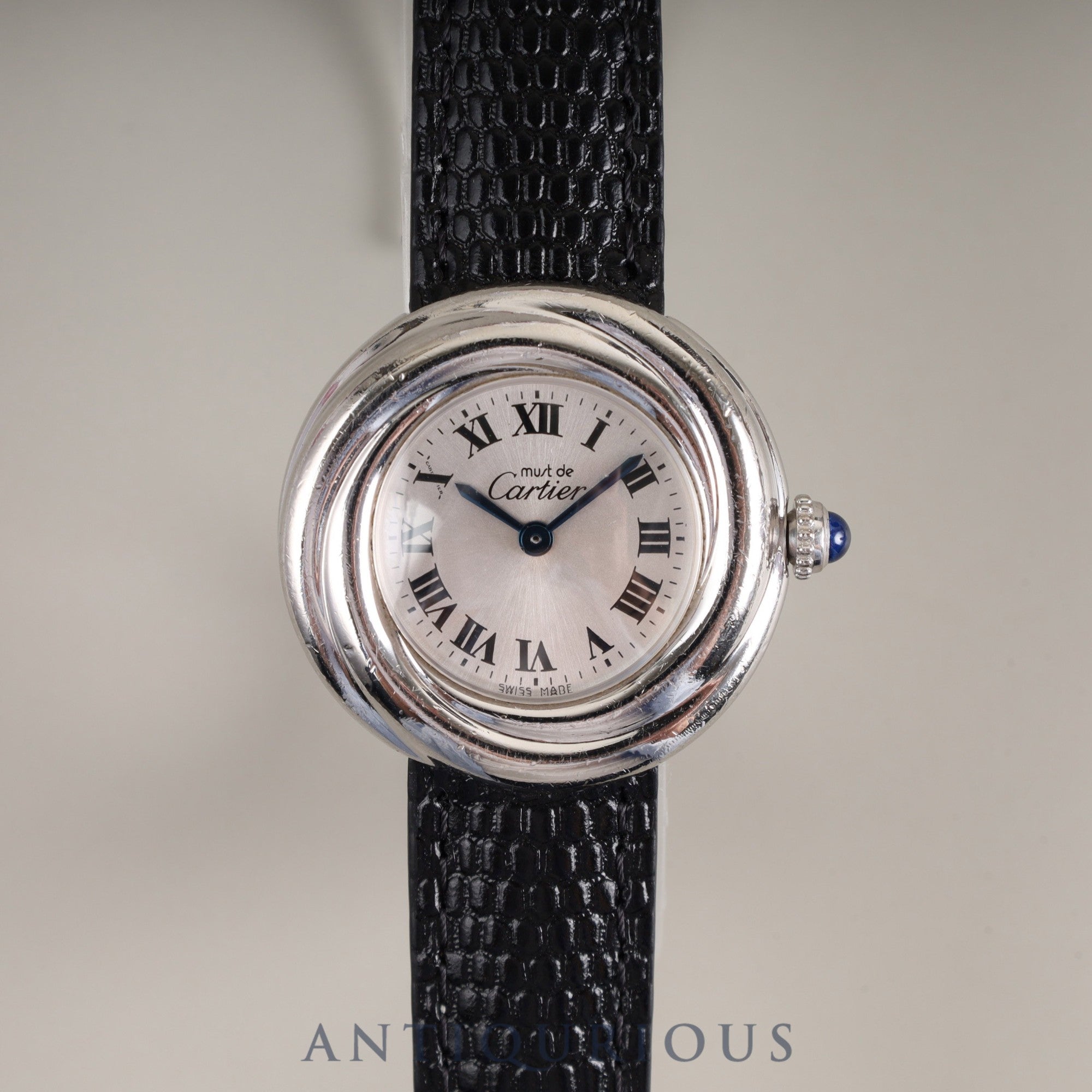 Cartier Must Trinity W1014945 / 2439 Quartz Cal.157 SV925 Leather Genuine Buckle (SS) Silver Roman Dial Overhauled