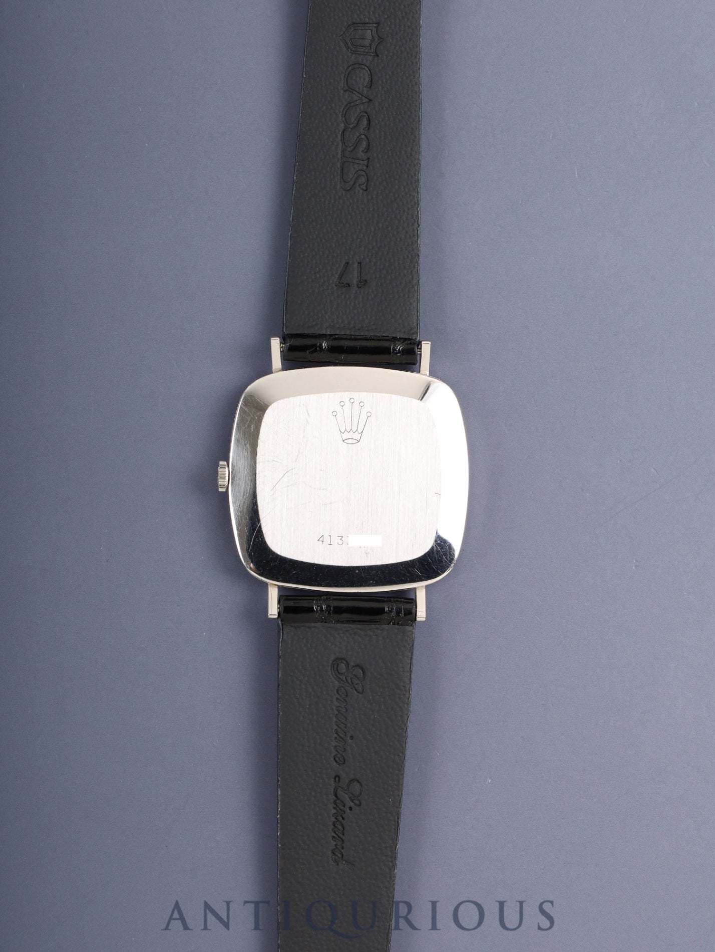 ロレックス チェリーニ 4084 手巻き Cal.1600 革 750WG 純正ピンバックル(SS)ネイビー文字盤 41番台(1974年)オーバーホール済み