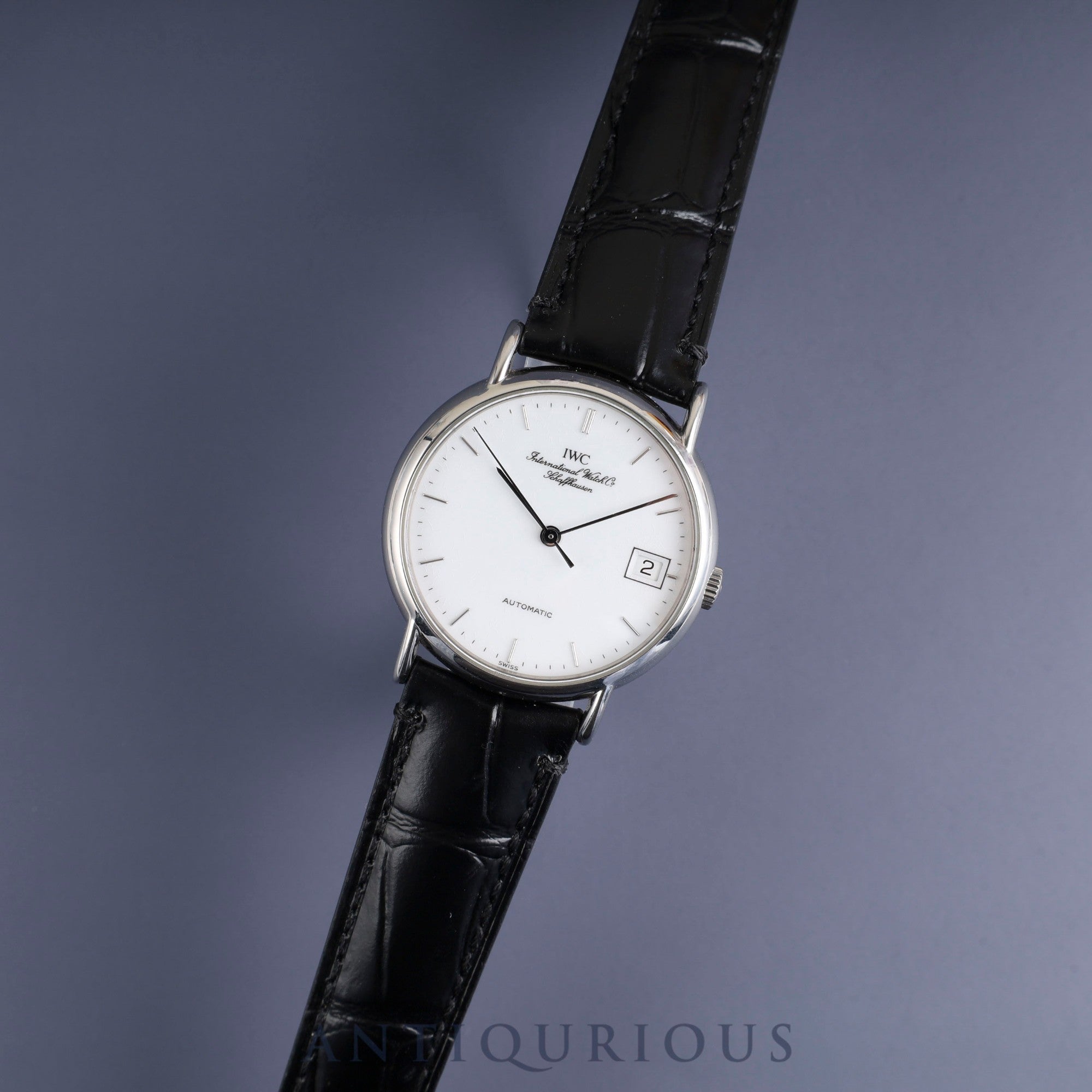 IWC Portofino IW351320 Automatic Caliber 37521 Stainless Steel Leather Strap with Genuine Stainless Steel Buckle, White Dial, Warranty Card, Overhauled