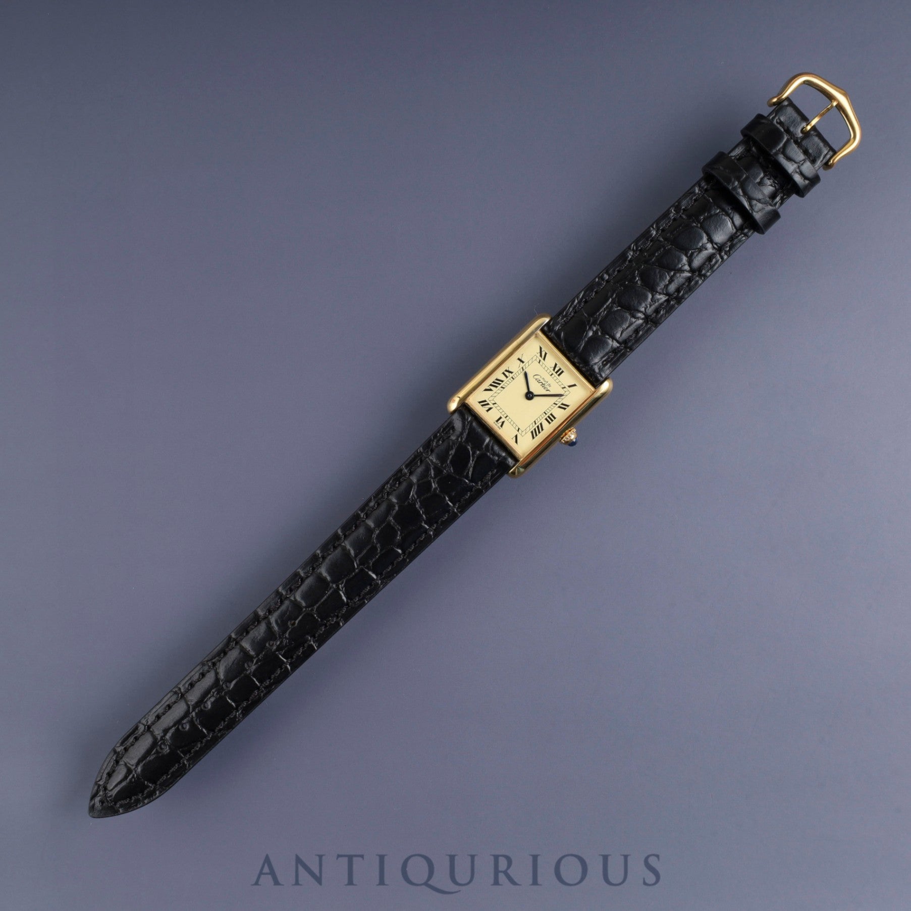 Cartier Must Tank LM 590005 Quartz Cal.90 SV925 Leather Genuine Buckle (GP) Ivory Roman Dial Overhauled and Finished to Like New