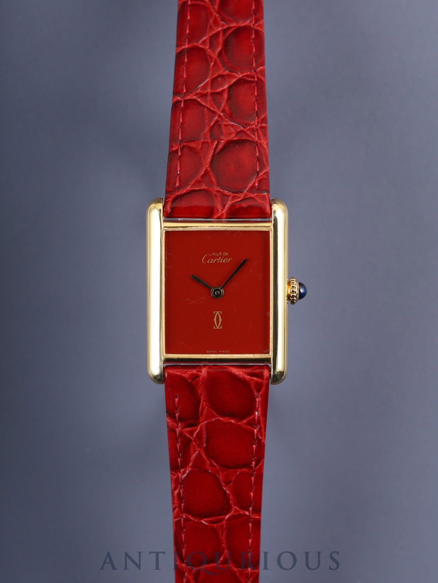 カルティエ マストタンク LM 手巻き SV925 革 純正尾錠(GP) コーラル文字盤 カルティエブティックにてコンプリートサービス(フルメンテナンス)済み 新品仕上げ済み