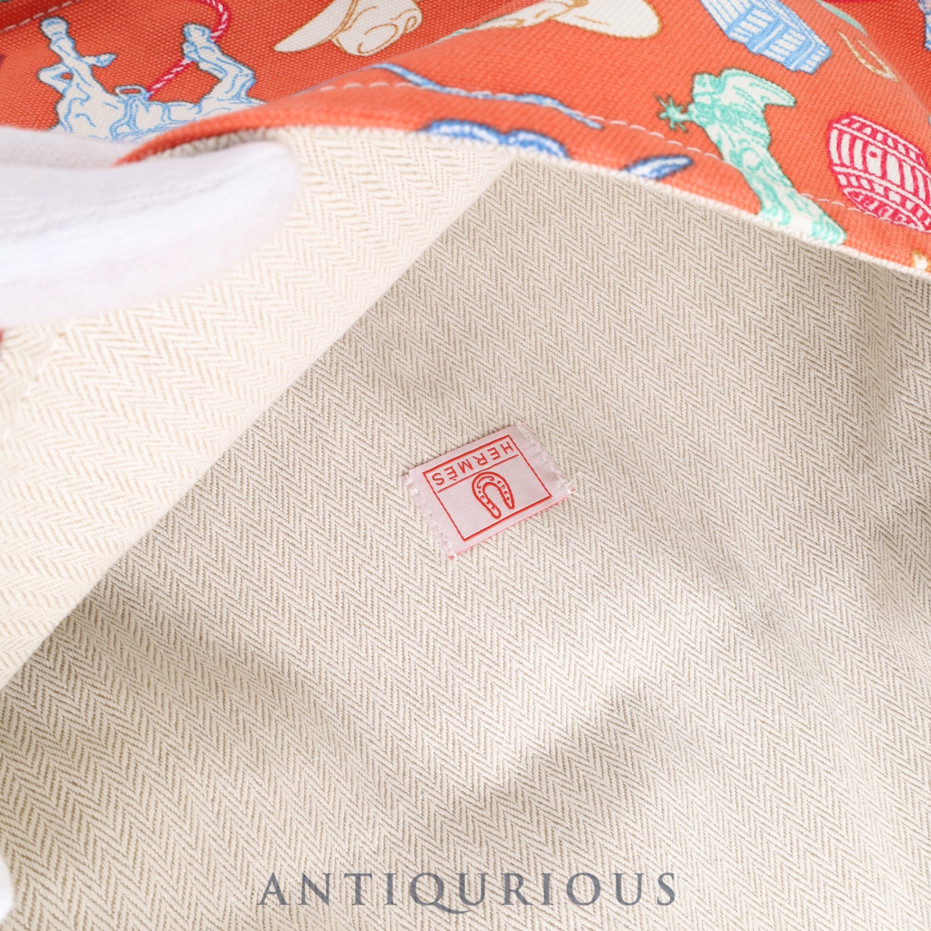 Hermes Pouch Cotton Canvas Western Company GM Tangerine 100% Cotton Envelope Case Flat Case