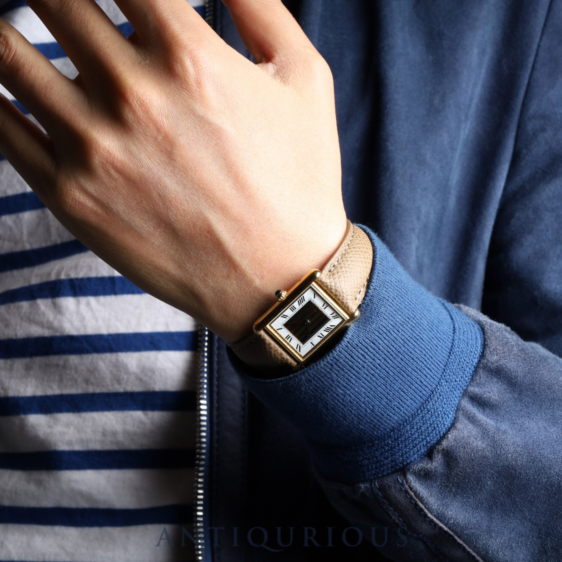 カルティエ マストタンク LM 590005 クォーツ Cal.90 SV925 革 純正尾錠(GP) フロントトリニティ文字盤 オーバーホール済み 新品仕上げ済み