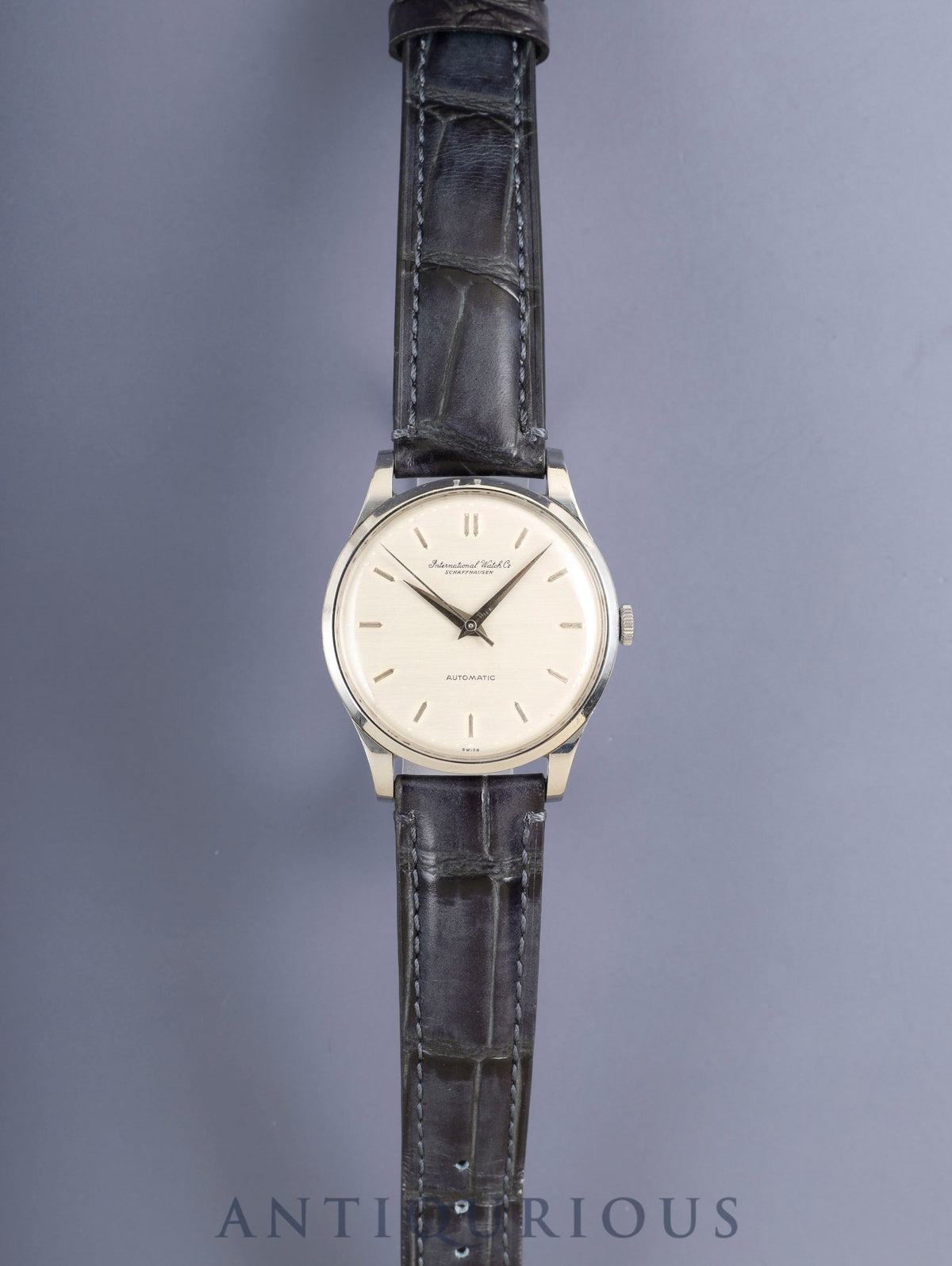 IWC オールドインター ラウンド 自動巻き Cal.C.853 SS 革 社外尾錠(SS)シルバー文字盤 オーバーホール済み アイダブリュシー
