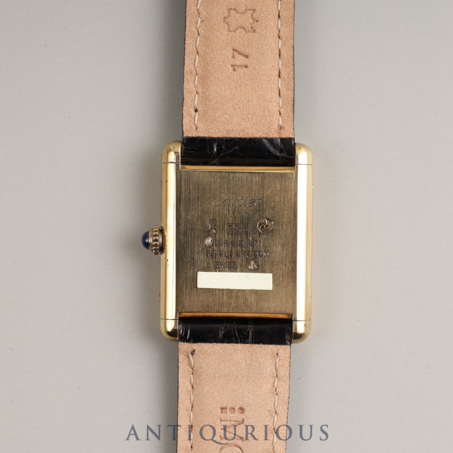 Cartier Must Tank LM Manual Winding Cal.78-1 SV925 Leather Genuine Buckle (GP) Black Roman Dial