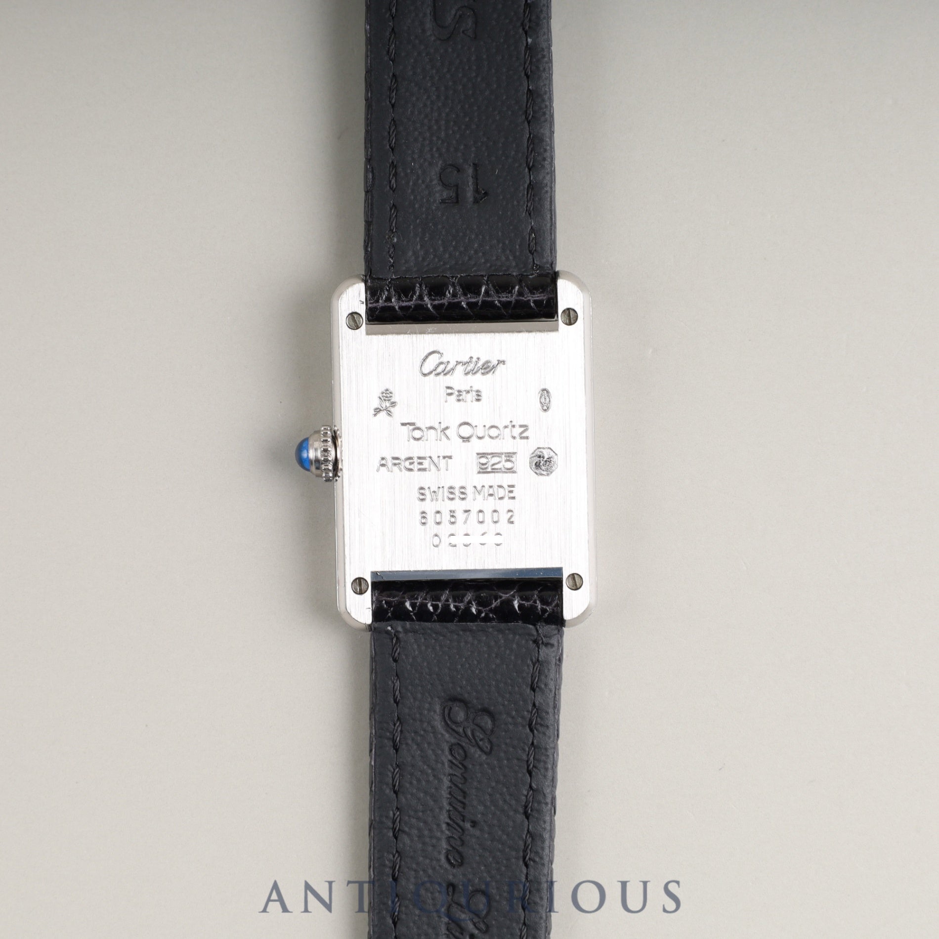 Cartier Must Tank SM 6057002 Quartz Caliber 057 SV925 Leather Strap with Genuine Stainless Steel Buckle, White Roman Dial (SWISS Marking), Overhauled and Finished to Look Like New
