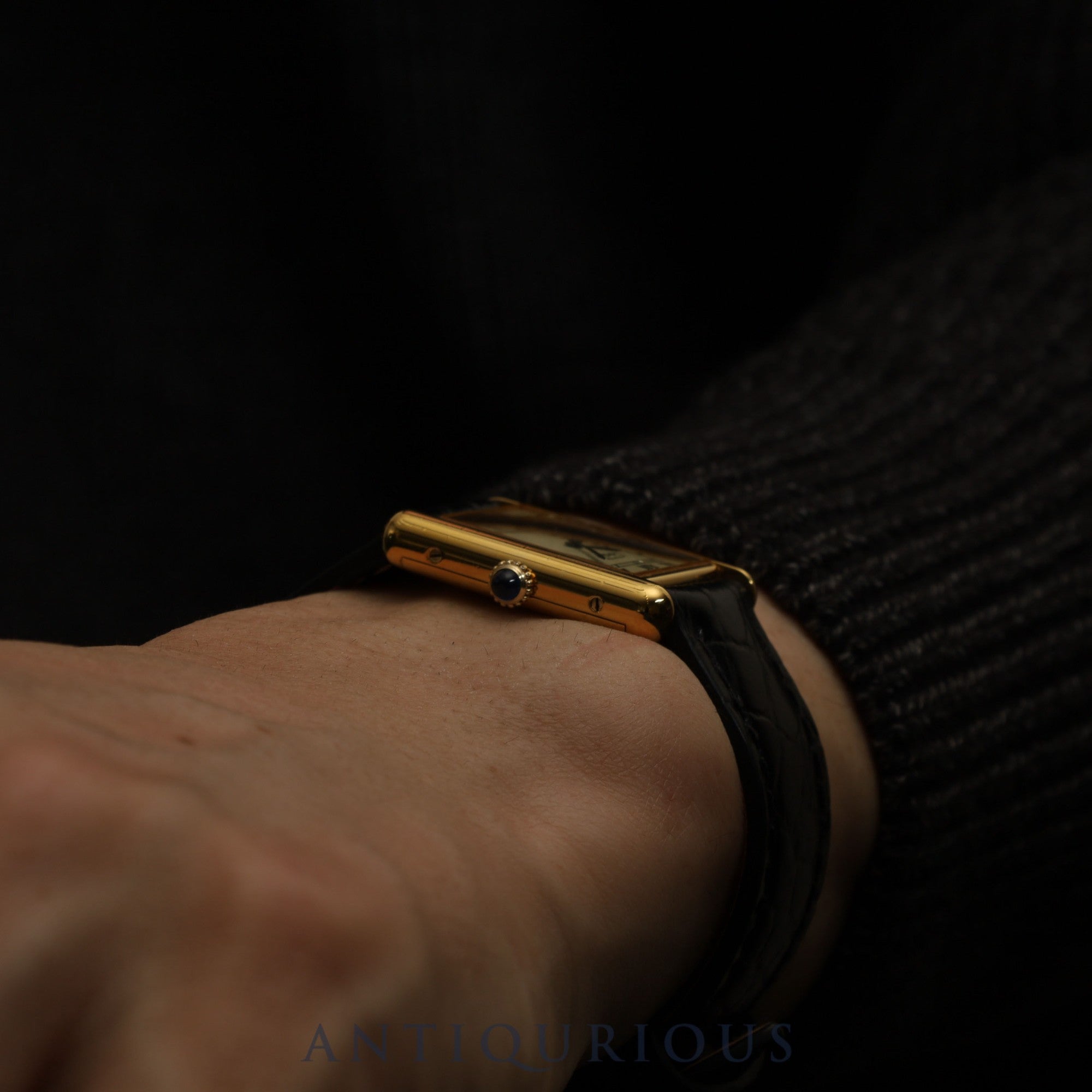 Cartier Must Tank LM 6 182065 Manual Winding Caliber 78-1 SV925 Leather Strap with Genuine GP Buckle Ivory Roman Dial Overhauled