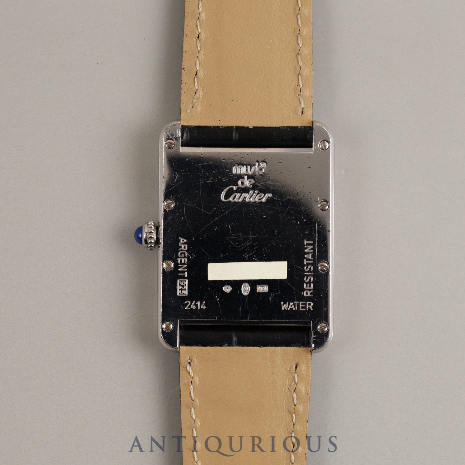 Cartier Must Tank GM (XL) Date QZ Cal.687 W1014154 / 2414 SV925 Leather Genuine Buckle (SS) White Roman CC Dial Box