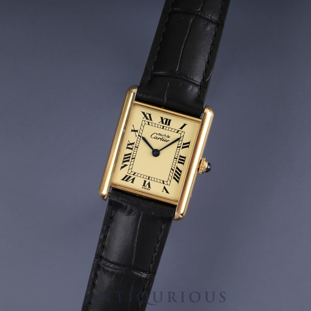 Cartier Must Tank LM W1002754 / 1615 Quartz Cal.90 SV925 Leather Genuine D-buckle (GP) Ivory Roman dial 1996-1998 Overhauled