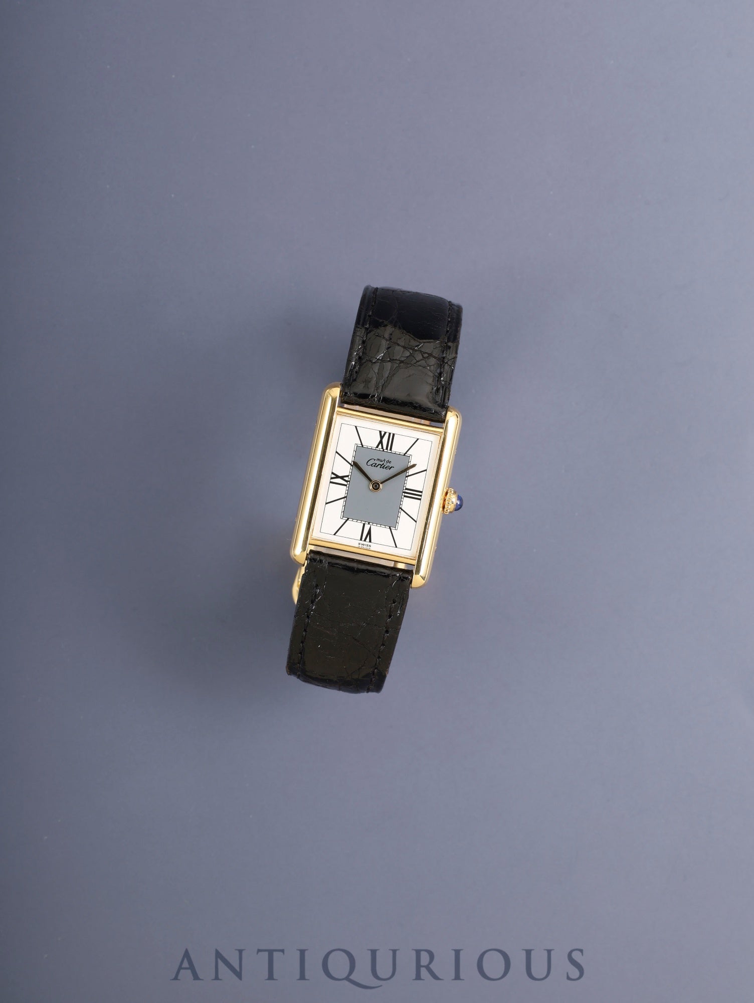 Cartier Must Tank LM 590005 Quartz Cal.90 SV925 Leather Original GP Deployment Buckle Center Gray Roman Dial (SWISS Dial) Overhauled, Polished
