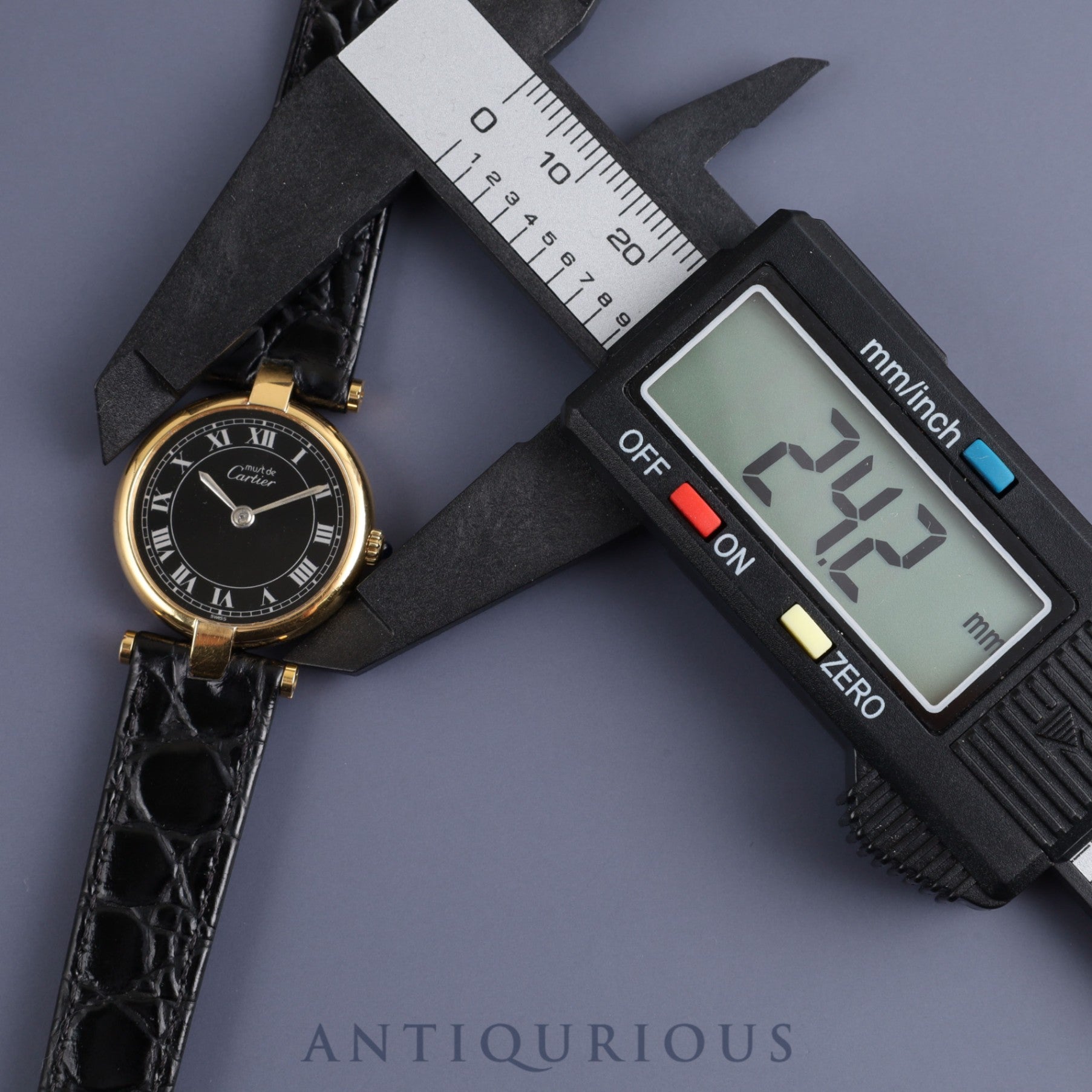 Cartier Must Vendome VLC SM 84978913 Quartz Cal.81 SV925 Leather Genuine Buckle (GP) Black Roman Dial Warranty (1983) Overhauled