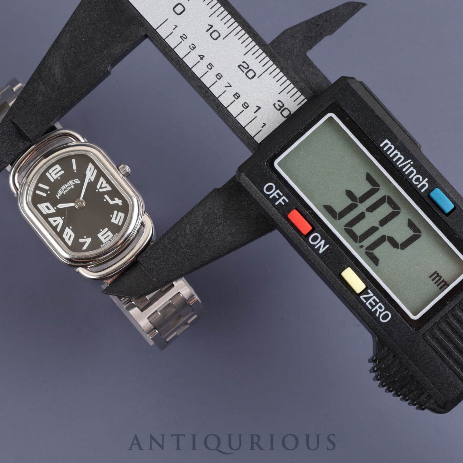 Hermes Rally RA1.210 Quartz Cal.976.001 SS Grey Dial Warranty (2005) Box Overhauled