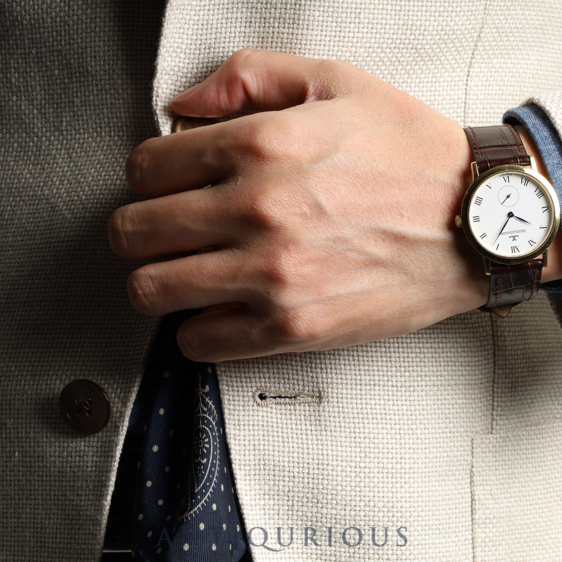 ジャガー・ルクルト ジェントローム 152.1.81 手巻き Cal.818/4 750 革 純正尾錠(750) ホワイト文字盤 純正革替えベルト オーバーホール済み