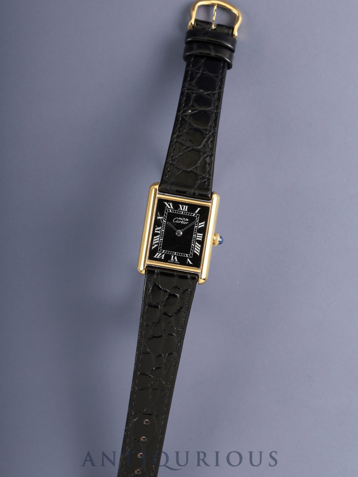 Cartier Must Tank LM Hand-wound Cal.78-1 SV925 Leather Genuine Pin Buckle (GP) Black Roman Dial (SWISS MADE) Polished, Complete Service by Cartier Boutique