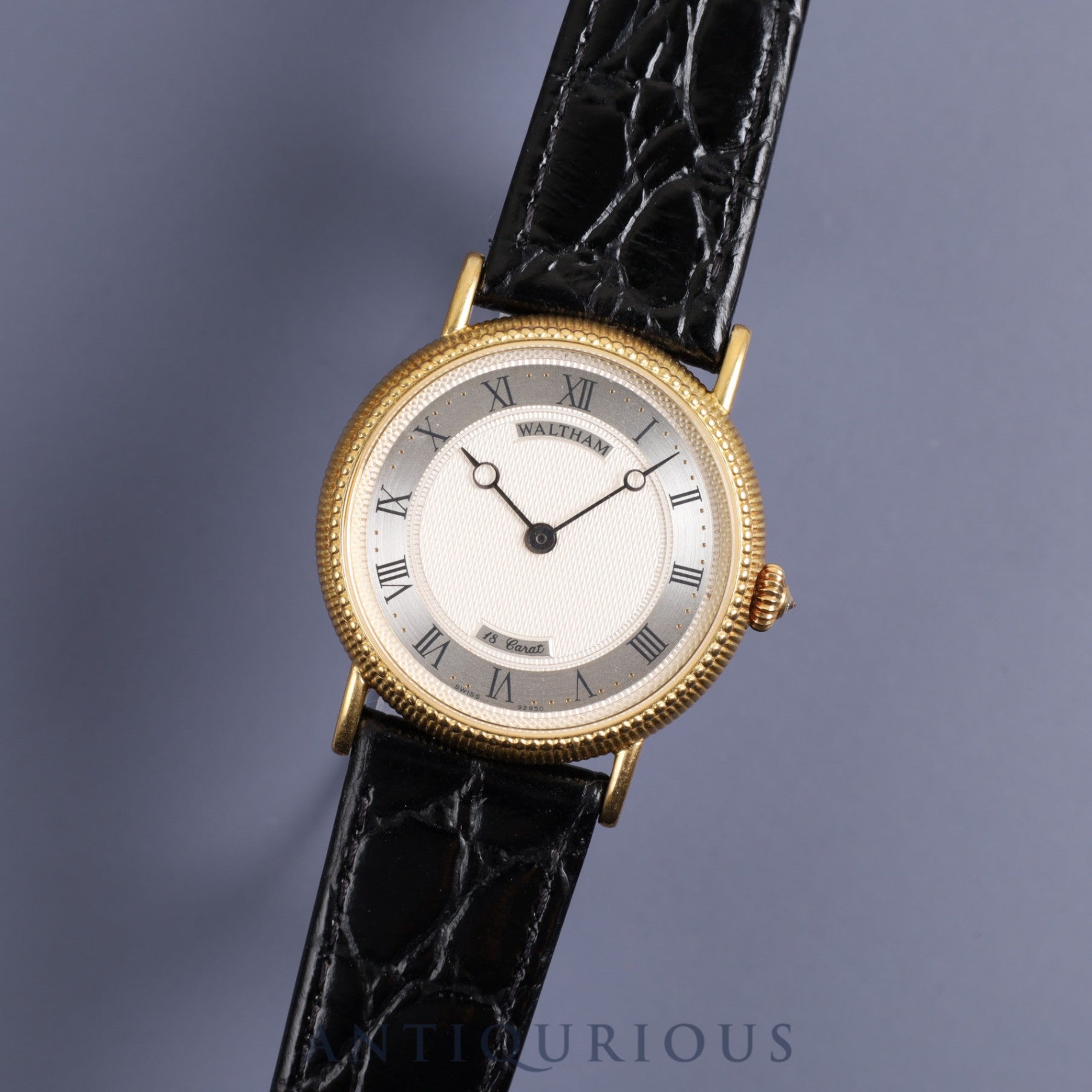 ウォルサム ラウンド 手巻き 750 革 社外尾錠(GP)シルバー文字盤 オーバーホール済み