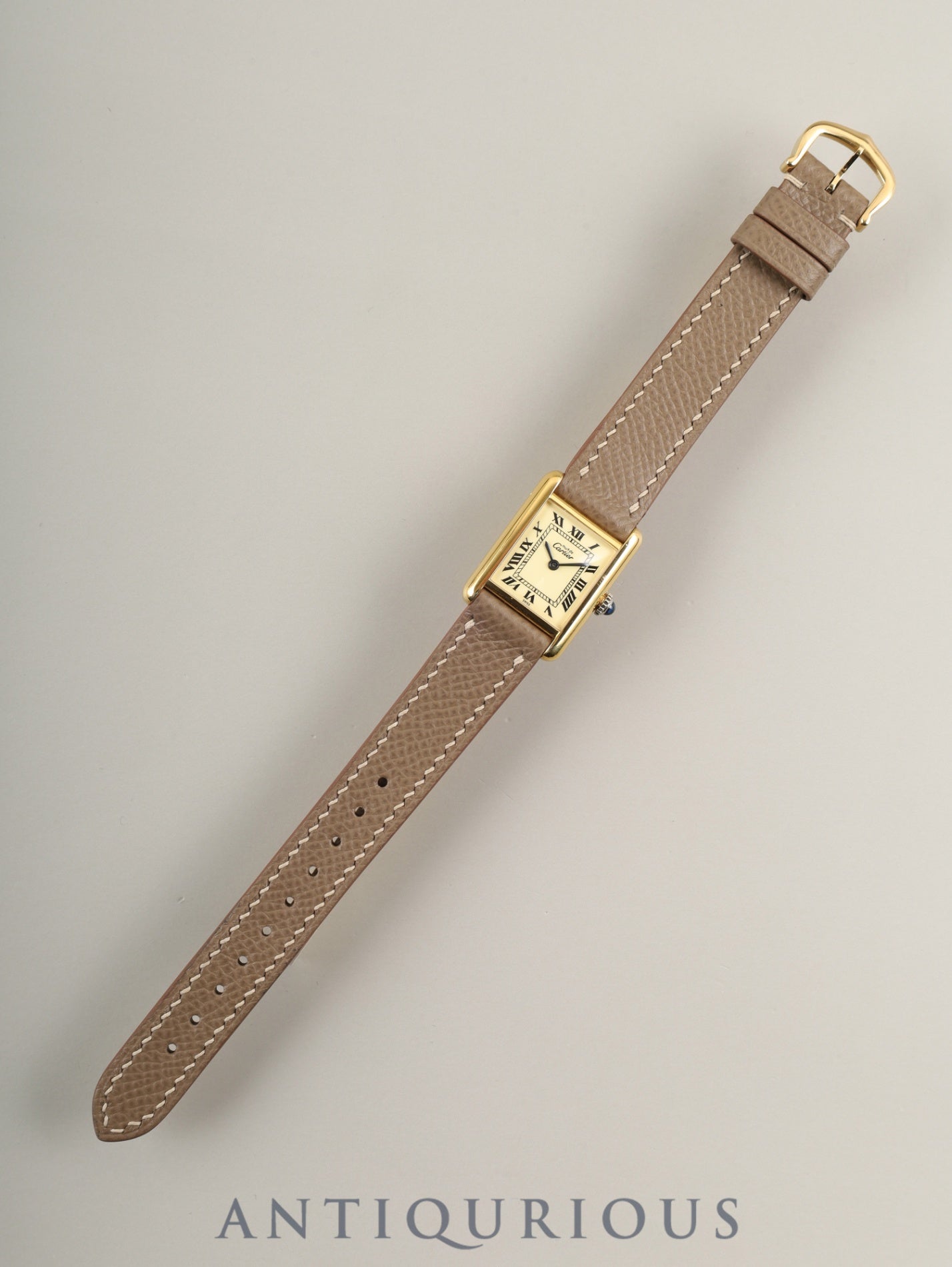 カルティエ マストタンク SM 手巻き Cal.78-1 SV925 革 純正尾錠(GP)アイボリーローマン文字盤 オーバーホール済み