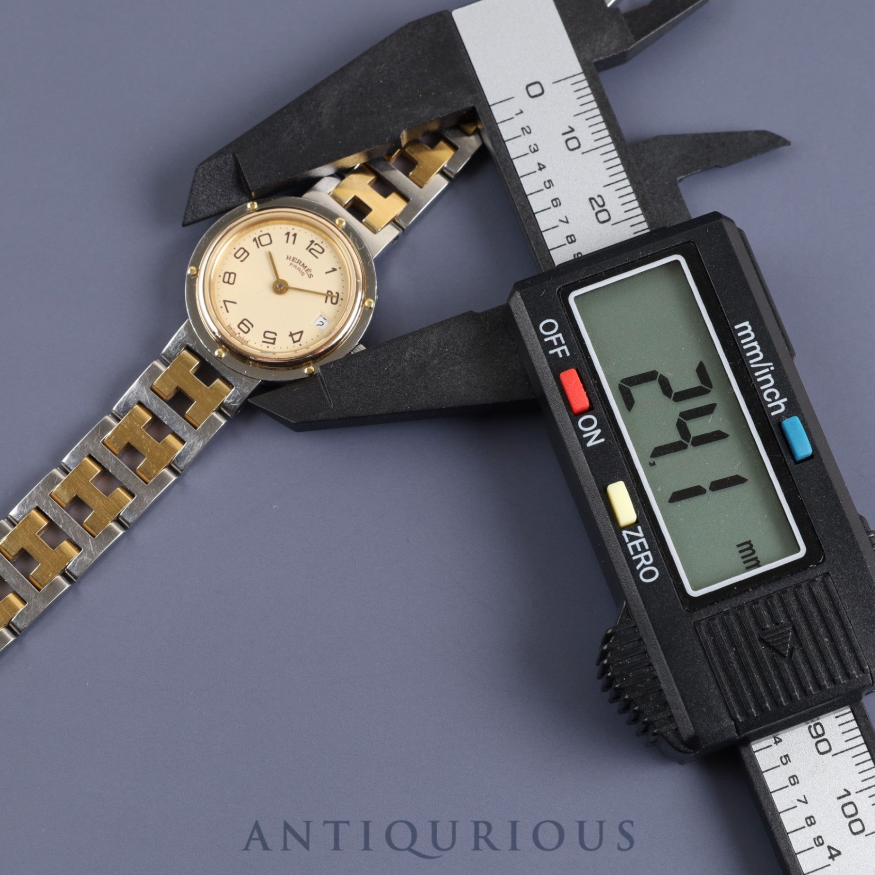 エルメス クリッパー 51.03 CL4.210 クォーツ SS アイボリー文字盤 箱 オーバーホール済み