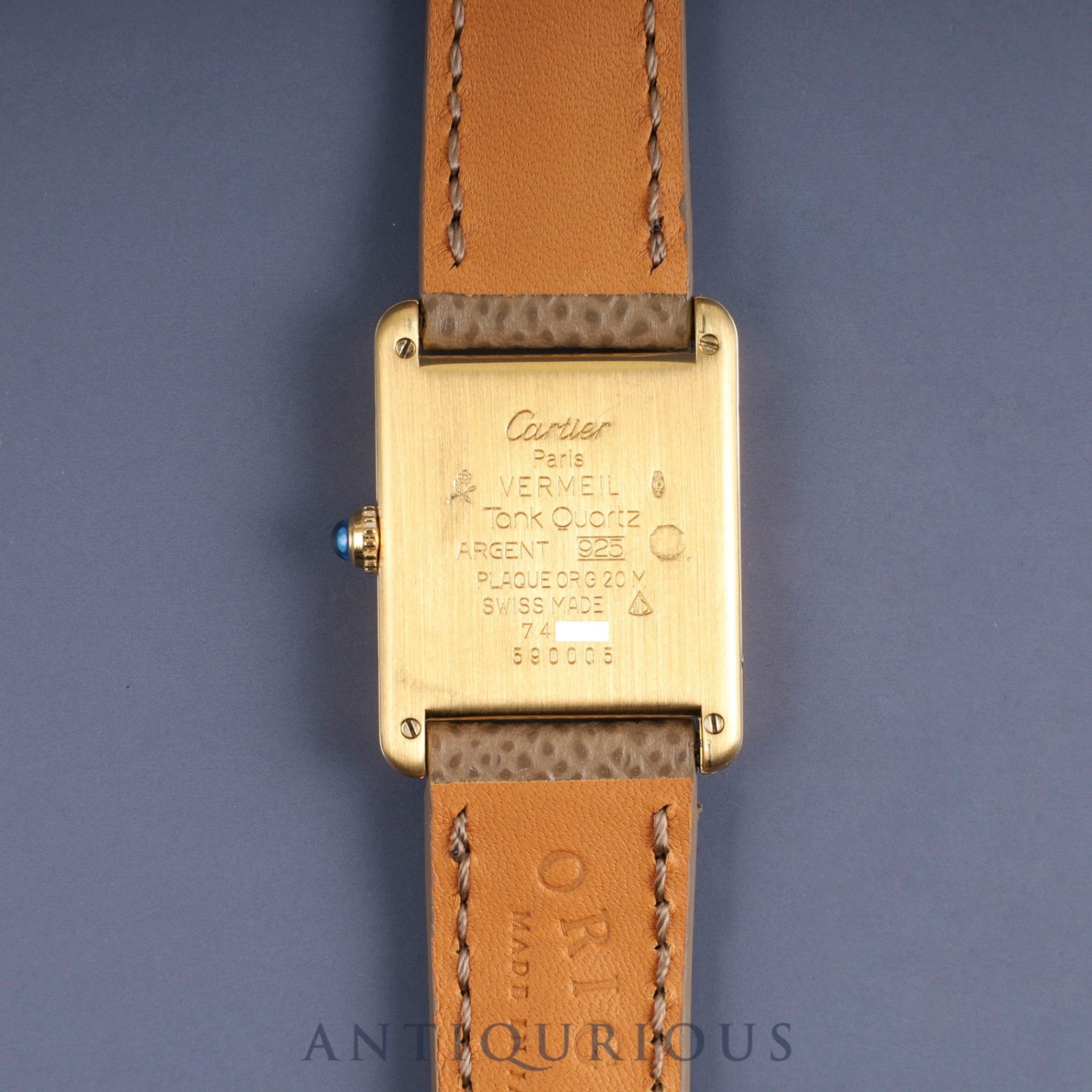 カルティエ マストタンク LM 590005 クォーツ Cal.90 SV925 革 純正尾錠(GP) フロントトリニティ文字盤 オーバーホール済み 新品仕上げ済み