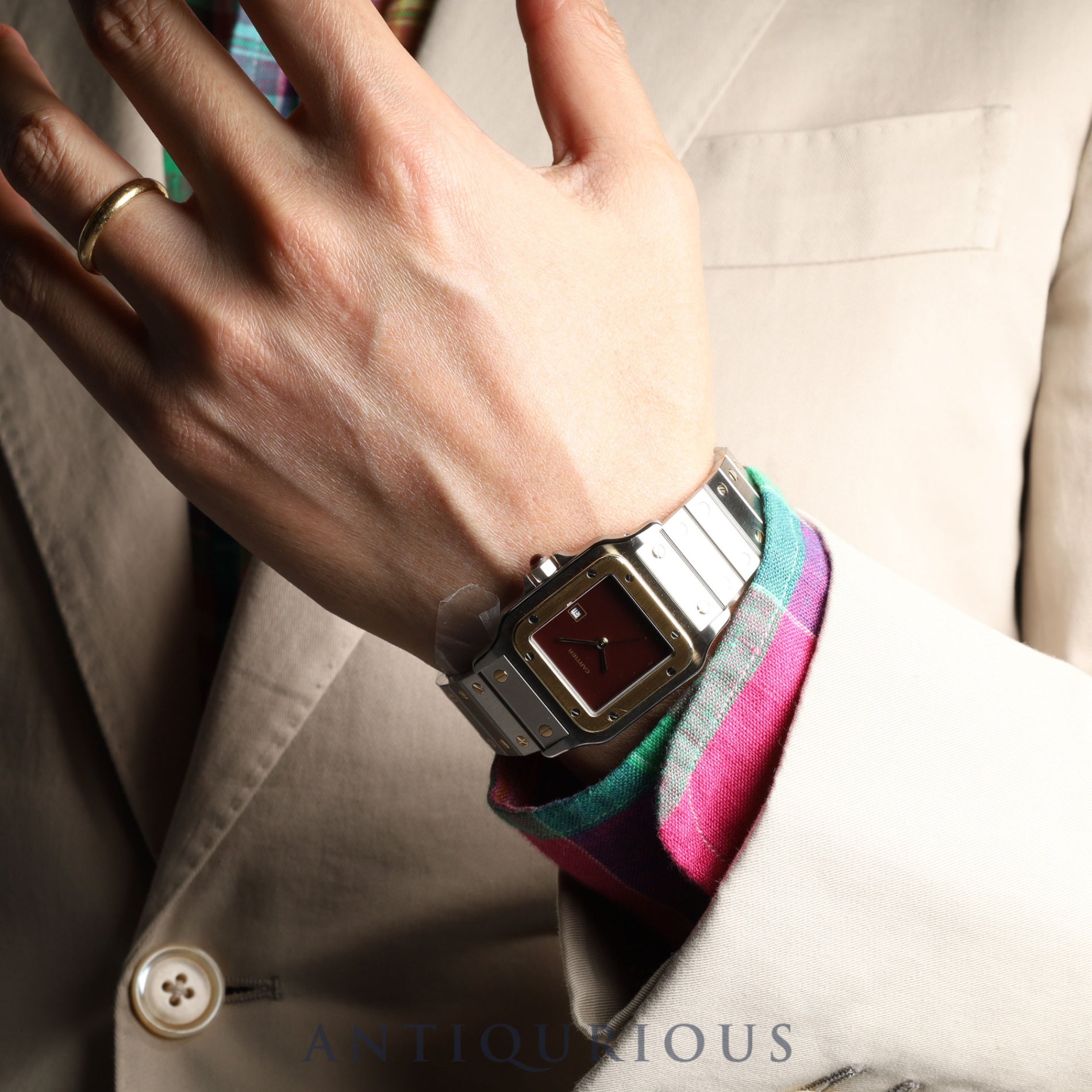 Cartier Santos Galbee LM AC23.80gr OR 0.750 4.05gr Automatic SS/YG SS/YG Garnet dial Bordeaux dial Complete service (full maintenance) completed at Cartier boutique