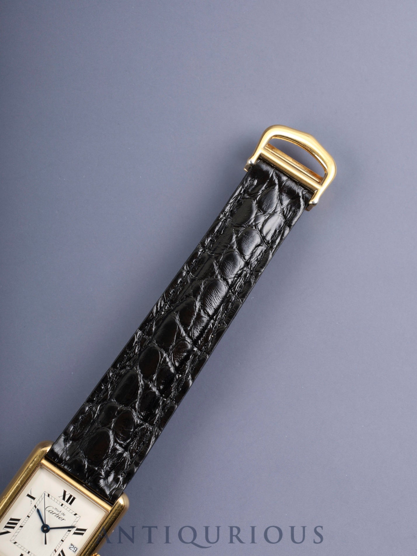 Cartier Must Tank GM (XL) W1013754 / 2413 Quartz Caliber 687 SV925 Leather Strap with Genuine D-Buckle (GP) Ivory Roman Dial Overhauled