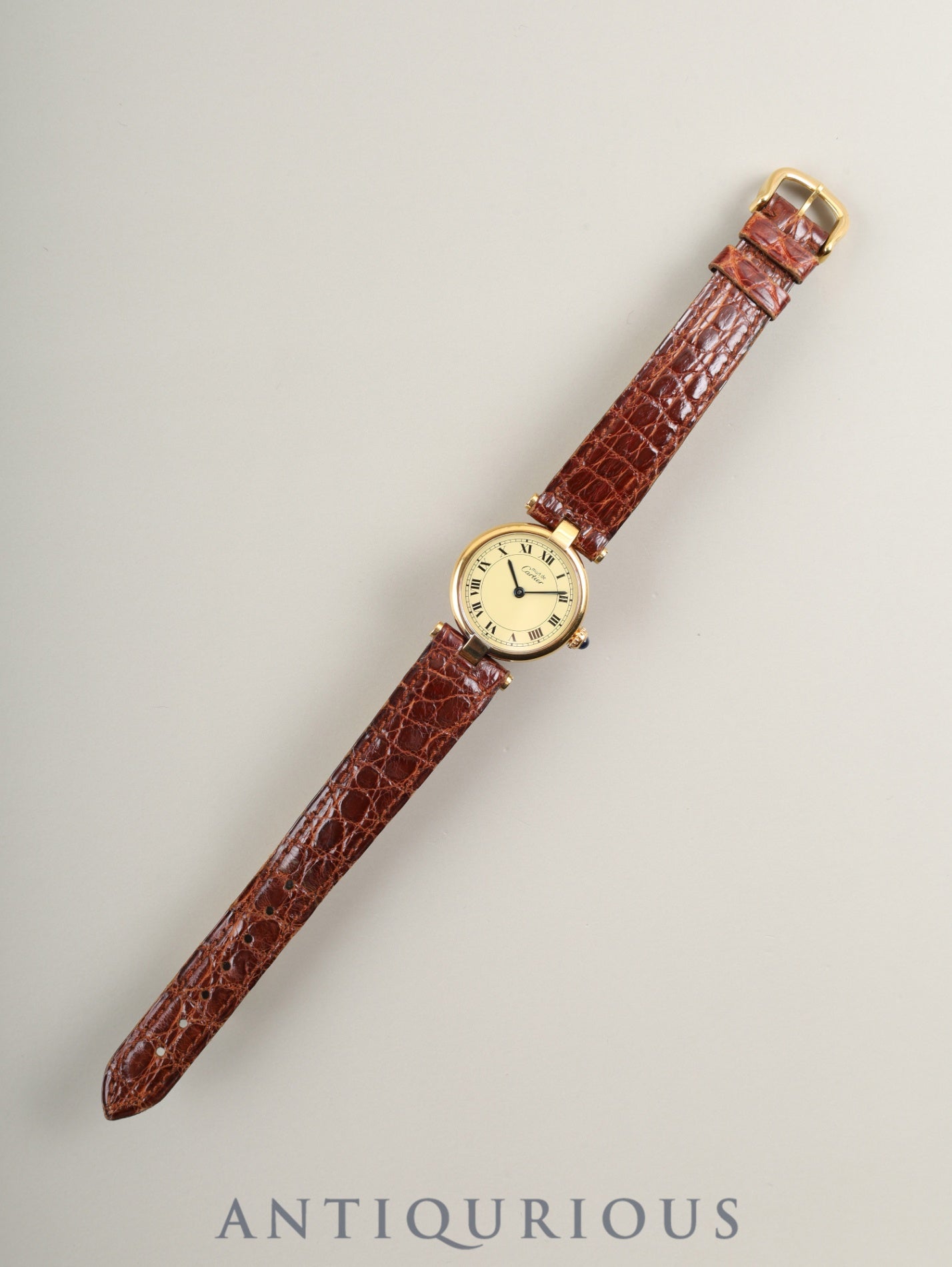 カルティエ ヴァンドーム VLC SM 590004 クォーツ Cal.90 SV925 純正革ベルト 純正尾錠(GP)アイボリーローマン文字盤 冊子 保証書(1990年)オーバーホール済み