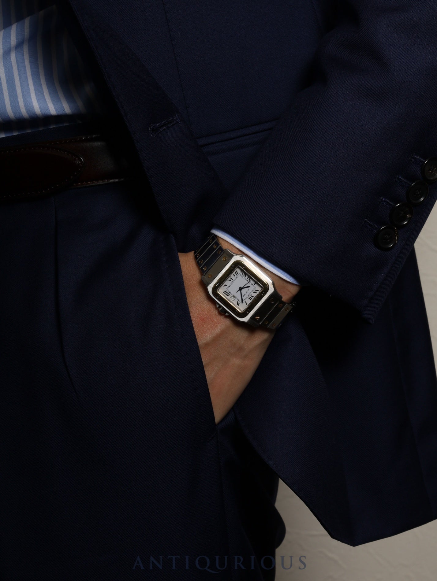 Cartier Santos Galbee LM 81036288/2961 Automatic Caliber 2671 Stainless Steel/Yellow Gold White Roman Dial Overhauled