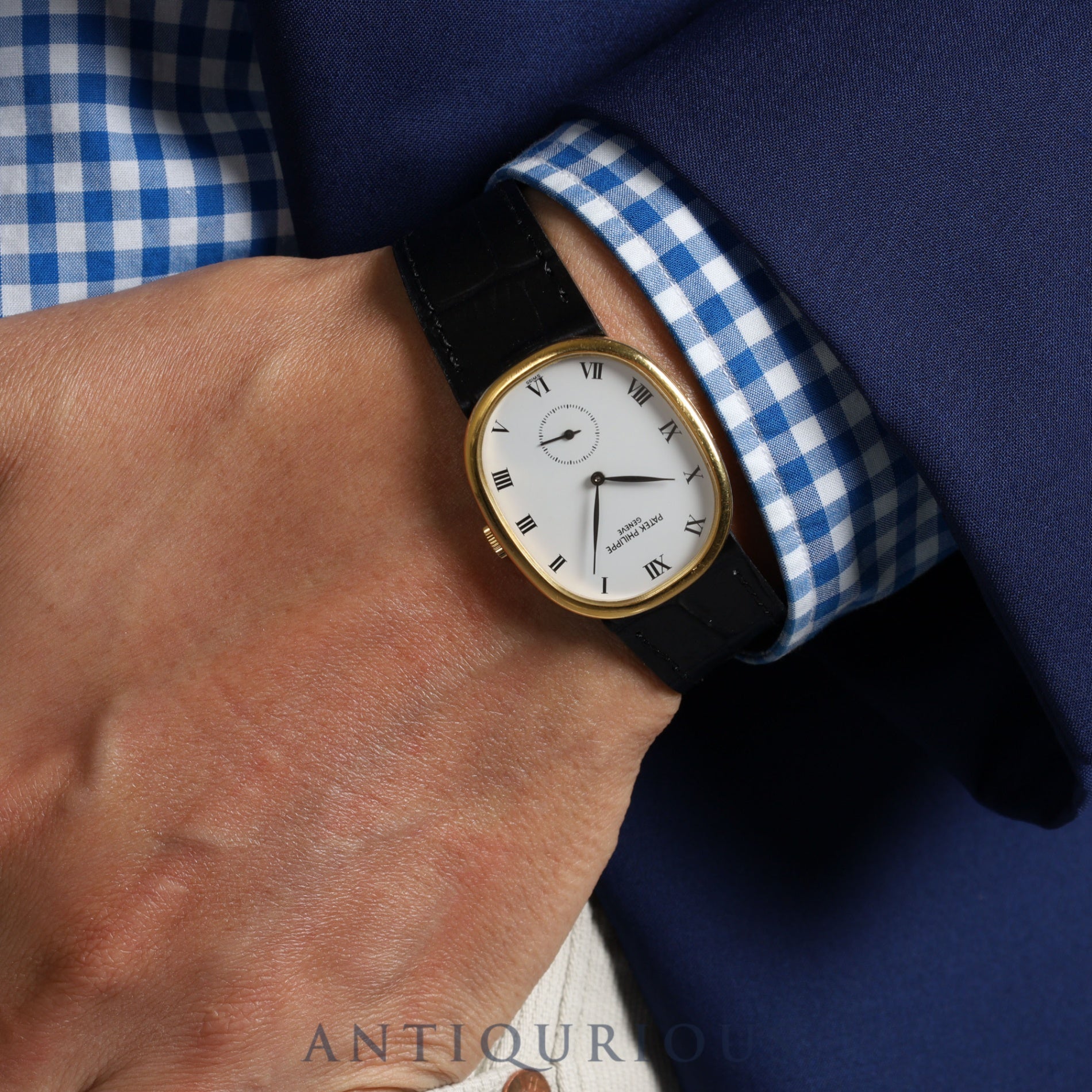 パテック・フィリップ ゴールデンエリプス 3948J 手巻き Cal.215 750 革 純正尾錠(750)ホワイトローマン文字盤 箱 タグ