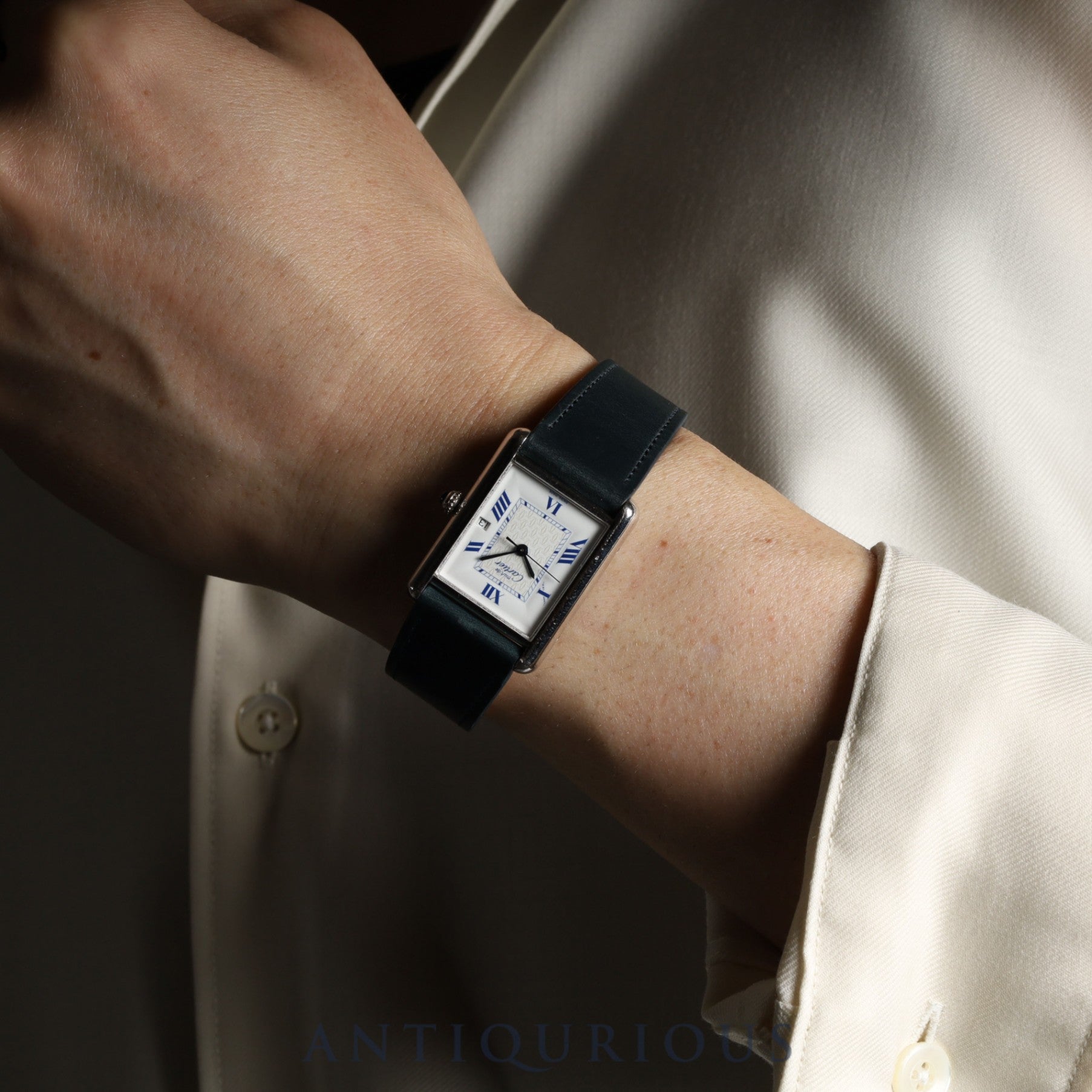 Cartier Must Tank GM (XL) 2414 Quartz Movement, SV925 Leather, Aftermarket Buckle (Stainless Steel), White Roman Dial (SWISS MADE Marking), Completely Serviced at a Cartier Boutique