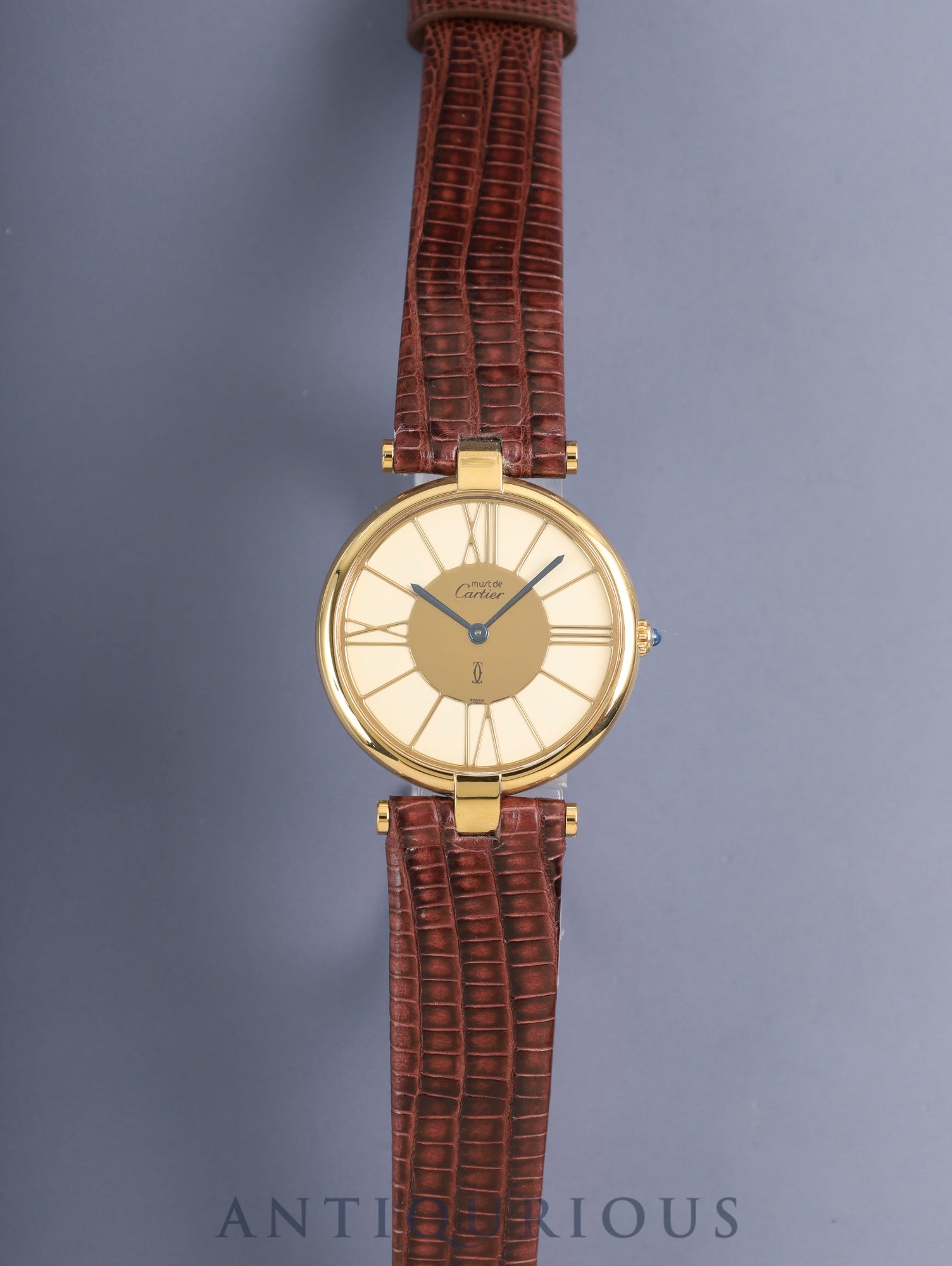 カルティエ マスト ヴァンドーム VLC LM W1001054 / 17 クォーツ Cal.81 SV925 革 純正ピンバックル(GP)アイボリークロワゾネ文字盤 箱 冊子 オーバーホール済み