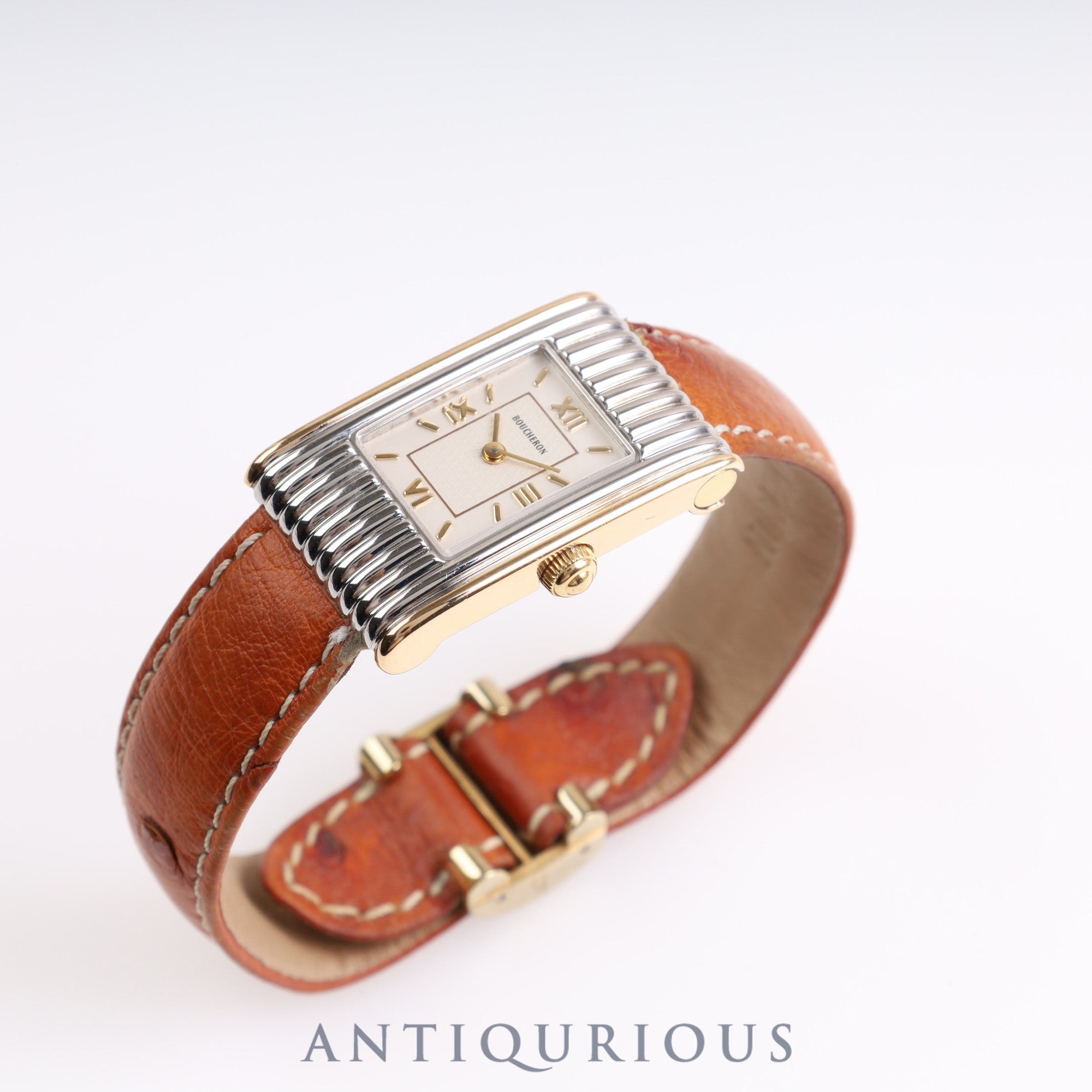 Boucheron Reflet AH30172 Quartz SS/GP Leather White Dial