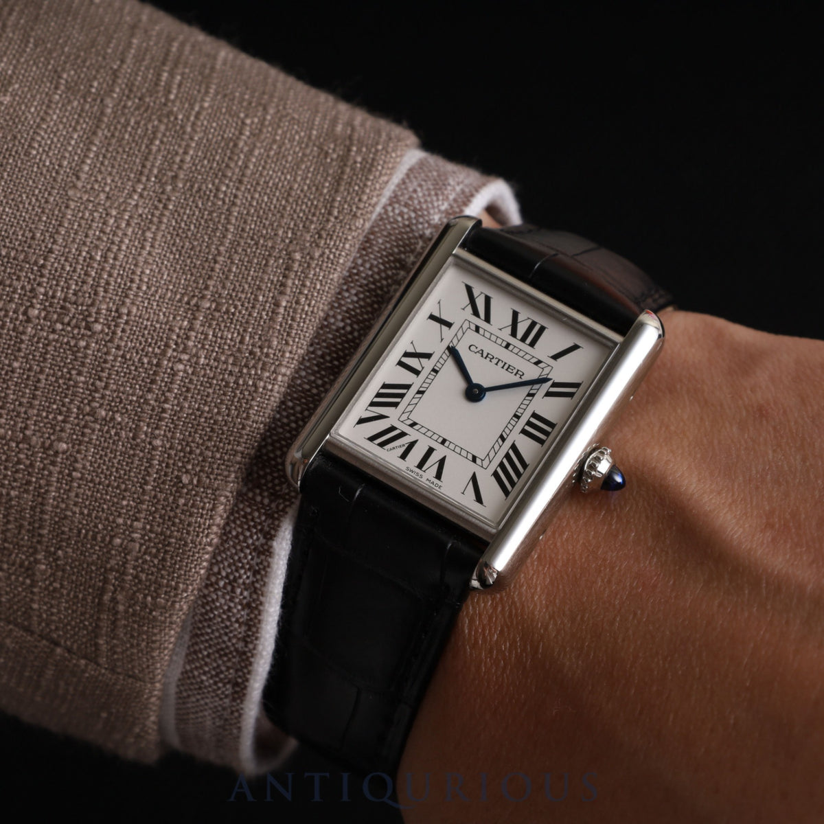 Cartier Tank Must LM WSTA0041 / 4323 Quartz SS Genuine leather strap Genuine buckle (SS) White Roman dial Box, papers, warranty card, battery replaced