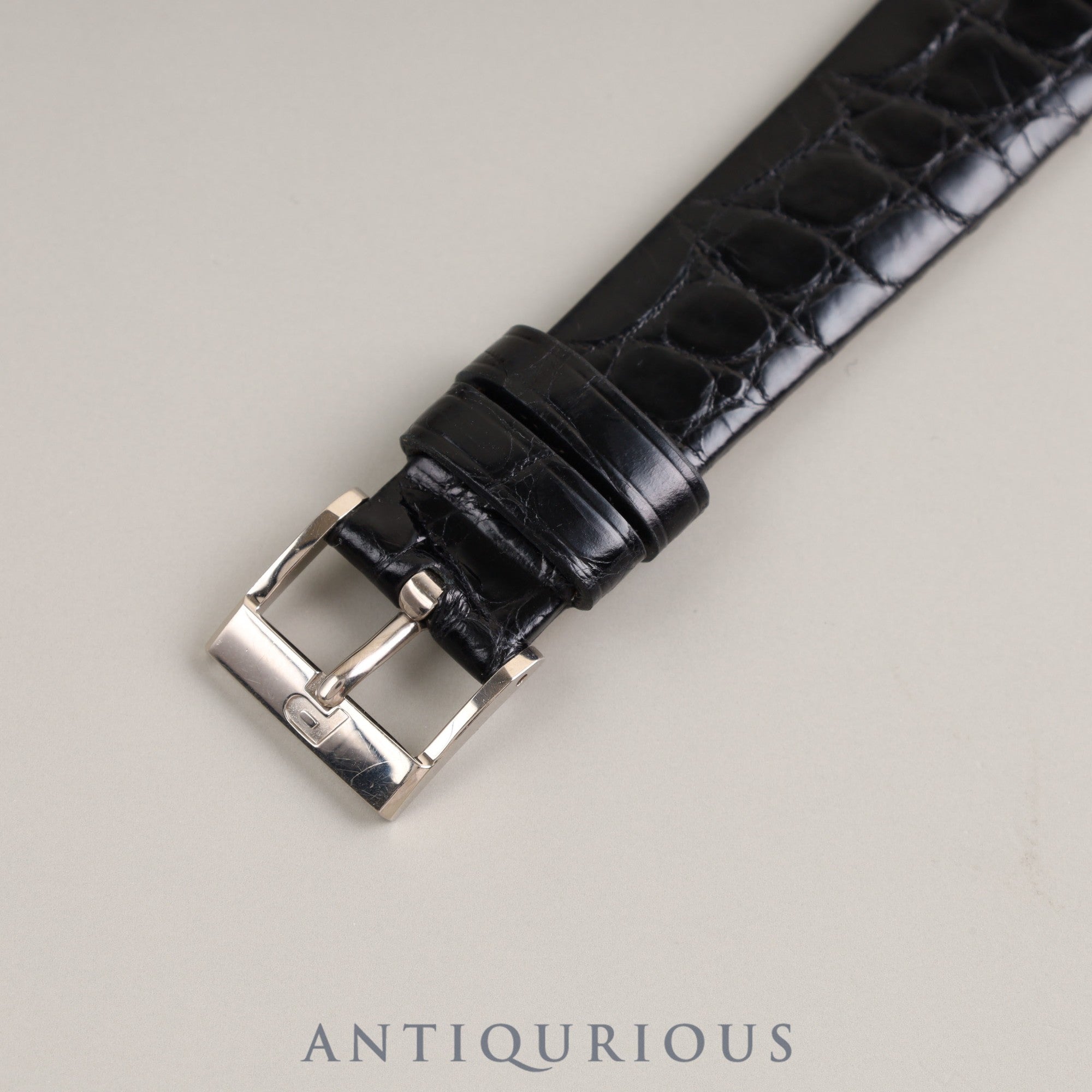 Piaget Round 9025 Manual Winding Cal.9P2 WG Leather Genuine Buckle (750) Black Dial