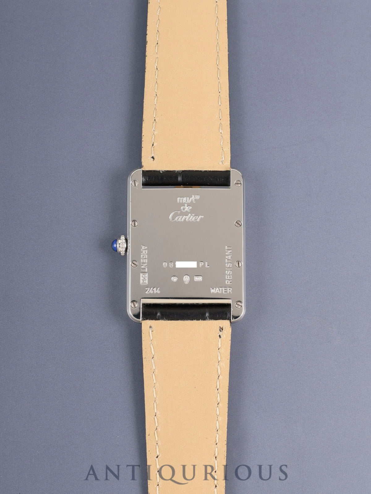 カルティエ マストタンク GM(XL) W1014154 / 2414 クォーツ Cal.-687 SV925 革 純正Dバックル(SS)ホワイト飛びローマン文字盤(SWISS MADE表記)保証書(2002年)オーバーホール済み