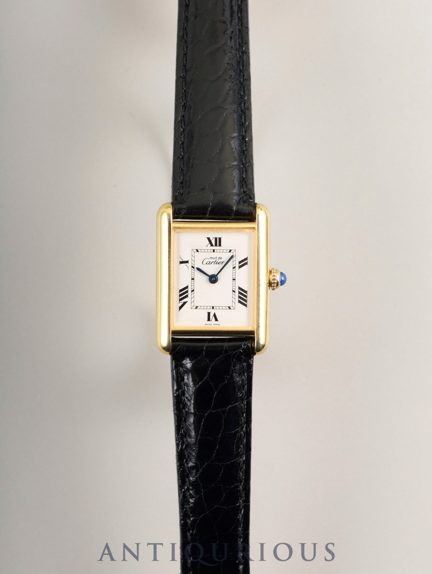 カルティエ マストタンク MM W1013654 / 2415 クォーツ Cal.057 SV925 革 純正Dバックル(GP) ホワイト飛びローマン文字盤(SWISS MADE表記) 新品仕上げ済み オーバーホール済み