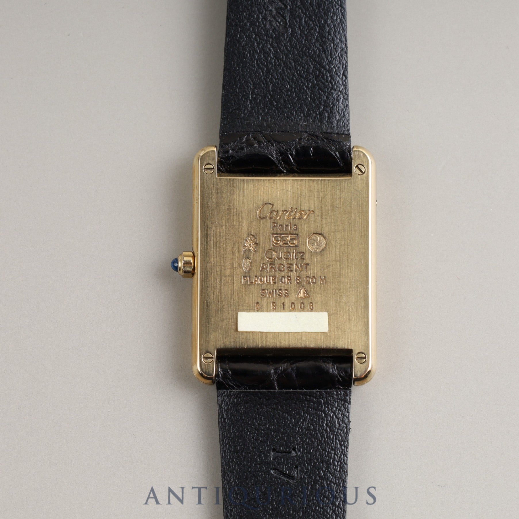 Cartier Must Tank LM QZ 6 81006 Cal.81 SV925 Leather Genuine Buckle (GP) Grey Roman Dial