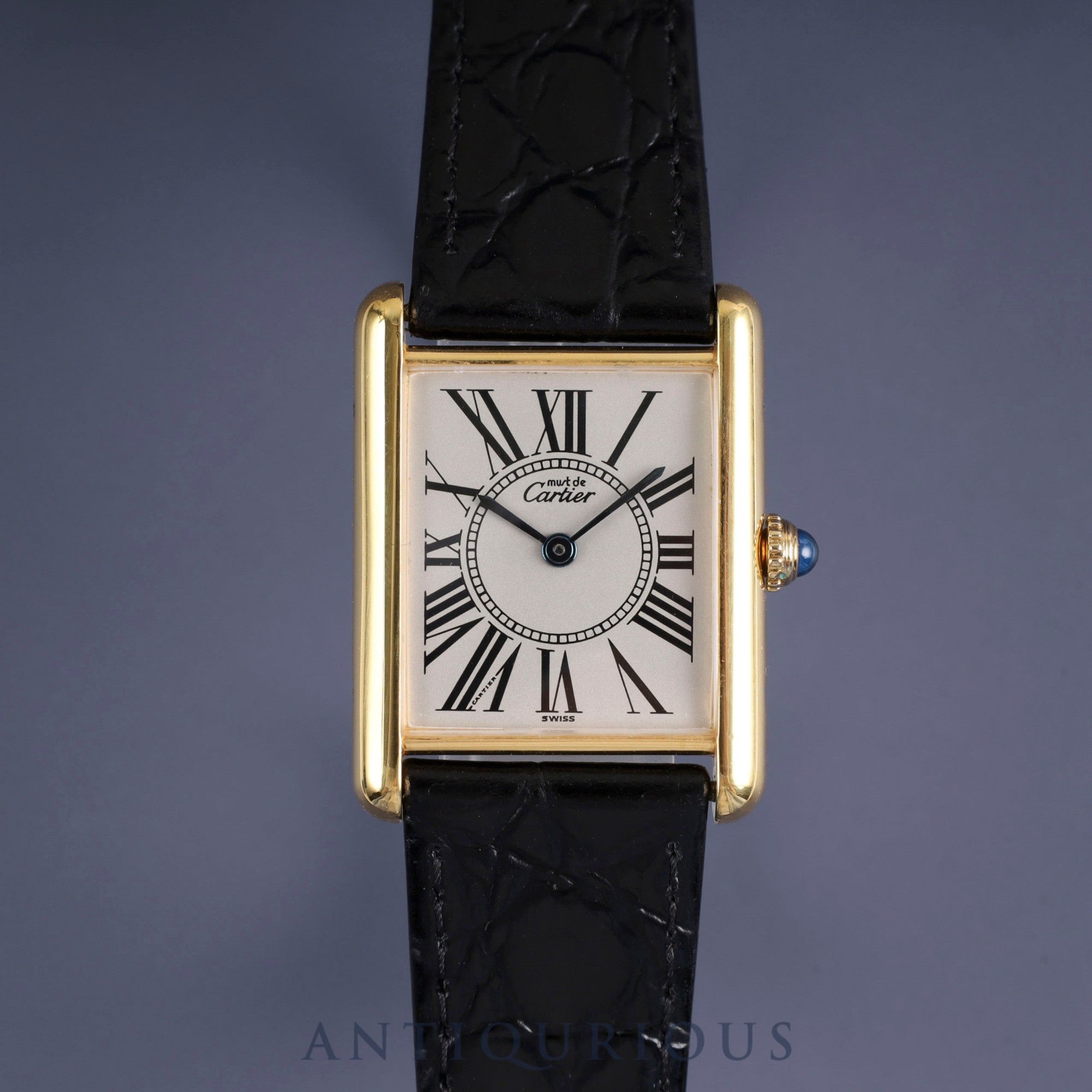 カルティエ マストタンク LM 590005 クォーツ Cal.90 SV925 革 純正尾錠(GP)オパラン文字盤 1982年頃~1995年頃 オーバーホール済み
